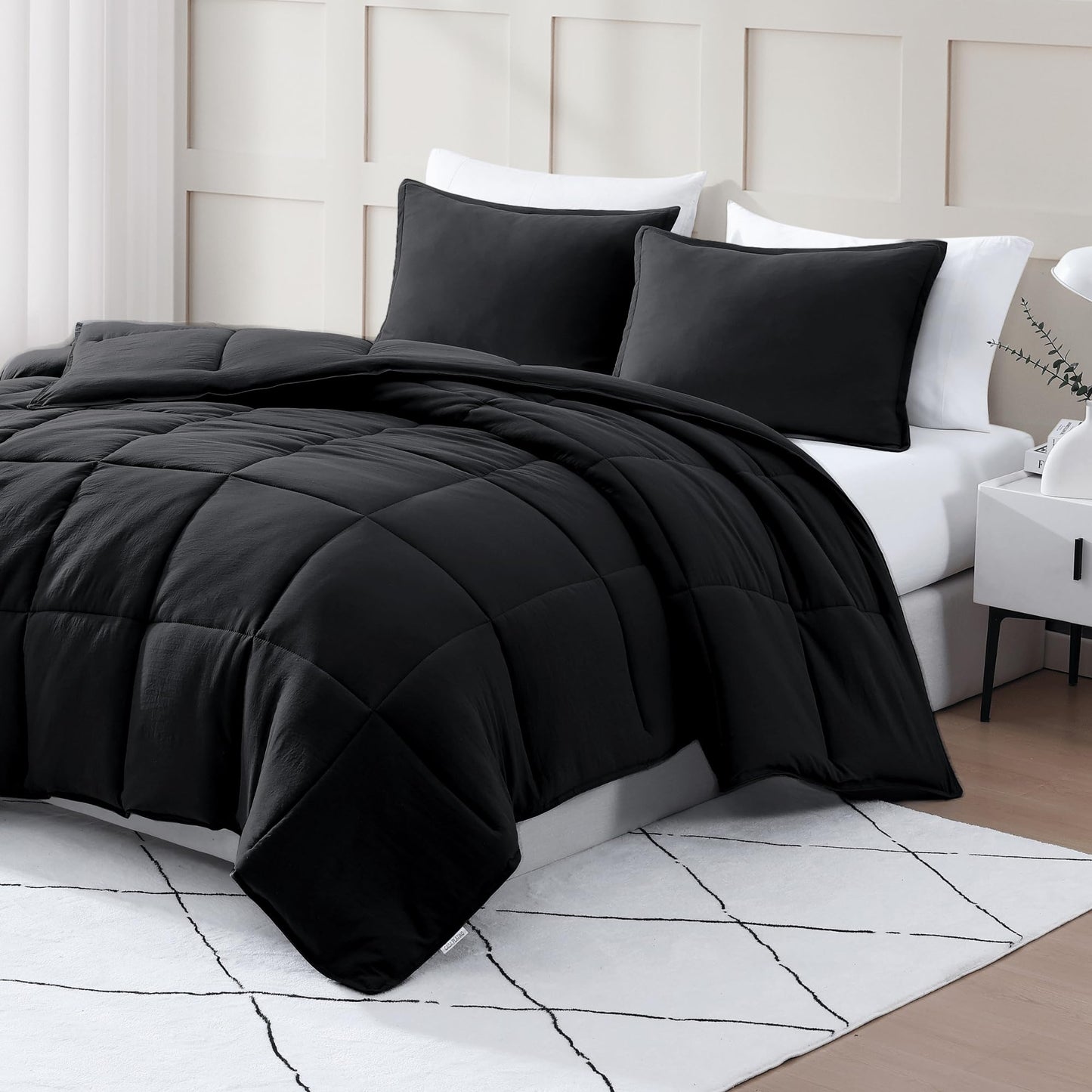 Comforter Set Queen Size - Goose Down Alternative – Washed Ultra-Soft - Premium All Season Warmth Bedding Set (Queen, French Blue)