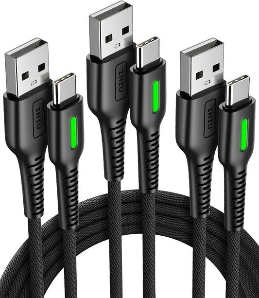 INIU USB C Cable, [3 Pack] 3.1A QC 3.0 Fast Charging Type C Cable, [1.6+6.6+6.6ft] Nylon Braided USB A to USB C Phone Data Cord for iPhone 16/15 Pro Max Samsung S23 S22 S21 Note 10 etc