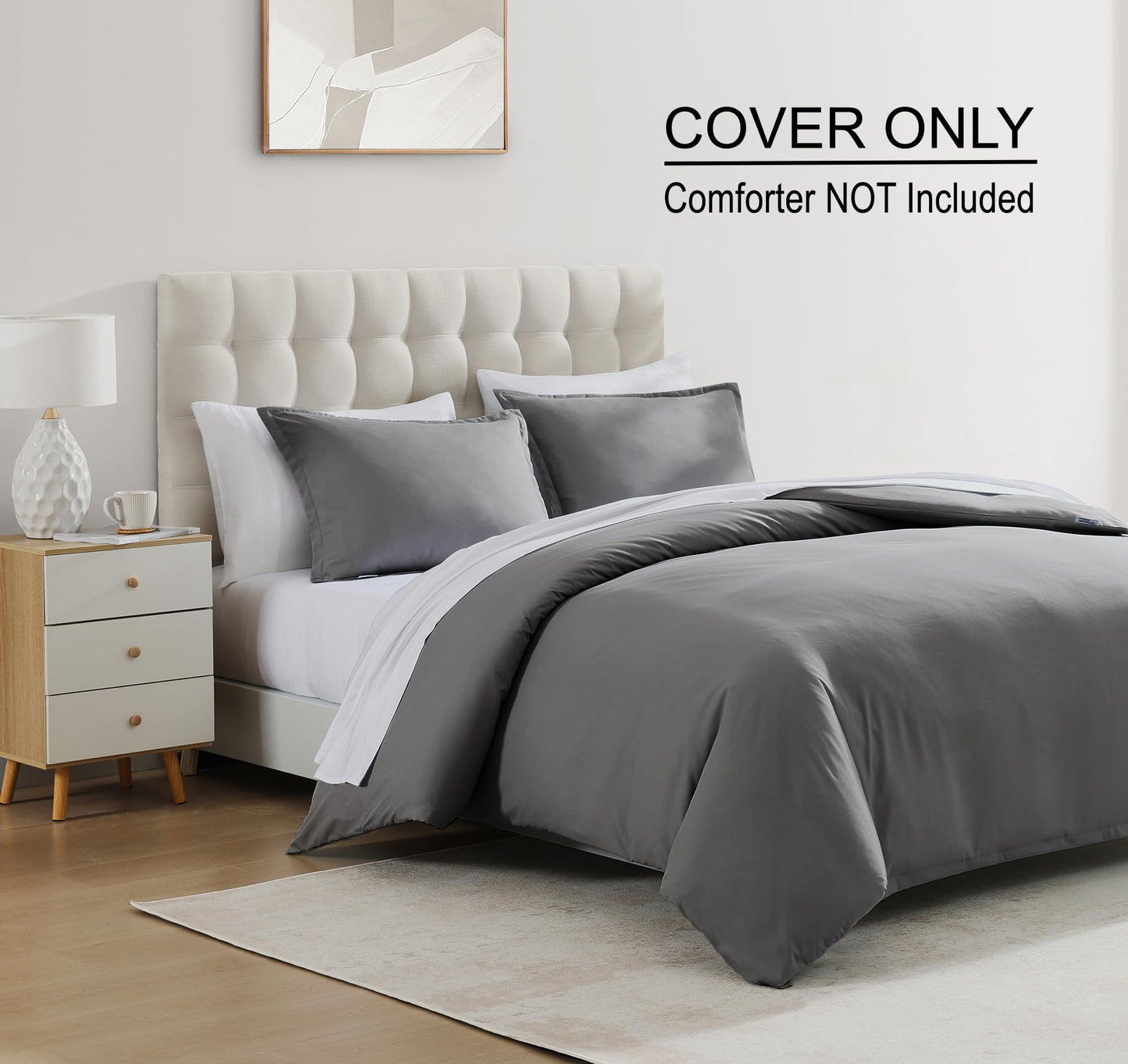 White Queen Duvet Cover Set - 1 Duvet Cover with 2 Pillow Shams - 3 Pieces Comforter Cover with Zipper Closure - Ultra Soft Brushed Microfiber, 90 X 90 Inches (Queen, White)