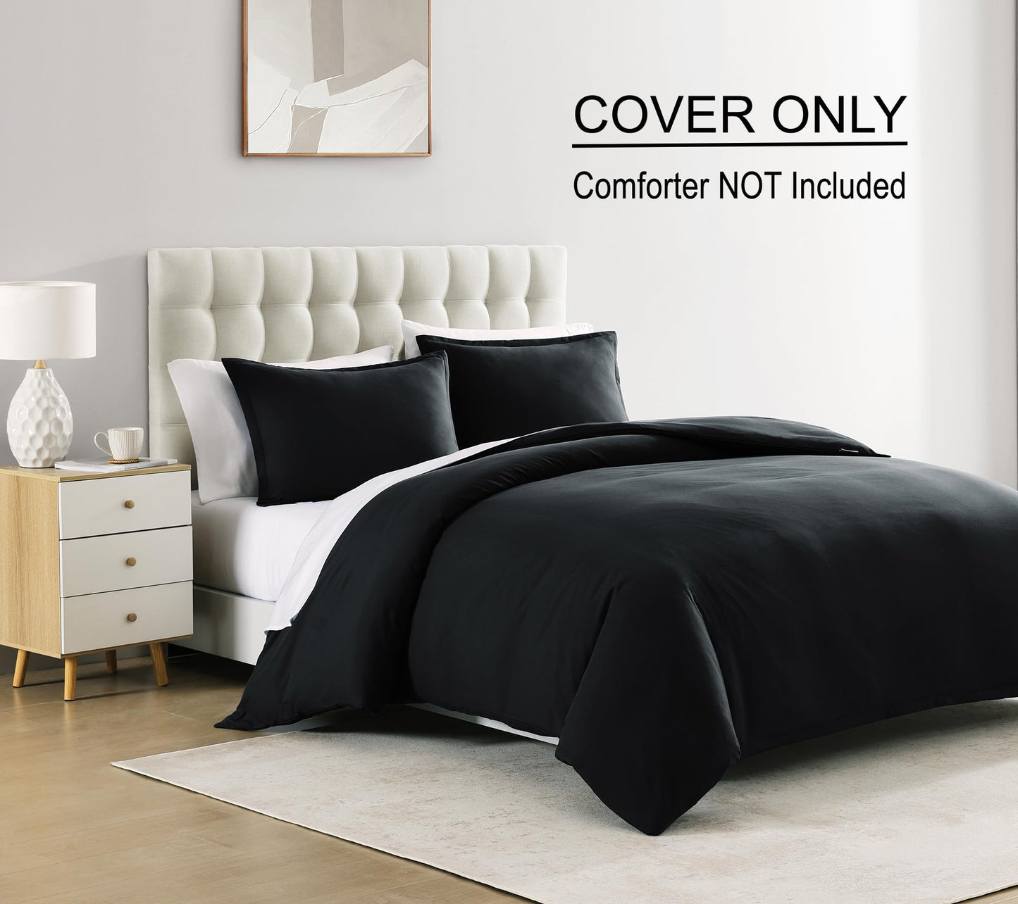 White Queen Duvet Cover Set - 1 Duvet Cover with 2 Pillow Shams - 3 Pieces Comforter Cover with Zipper Closure - Ultra Soft Brushed Microfiber, 90 X 90 Inches (Queen, White)