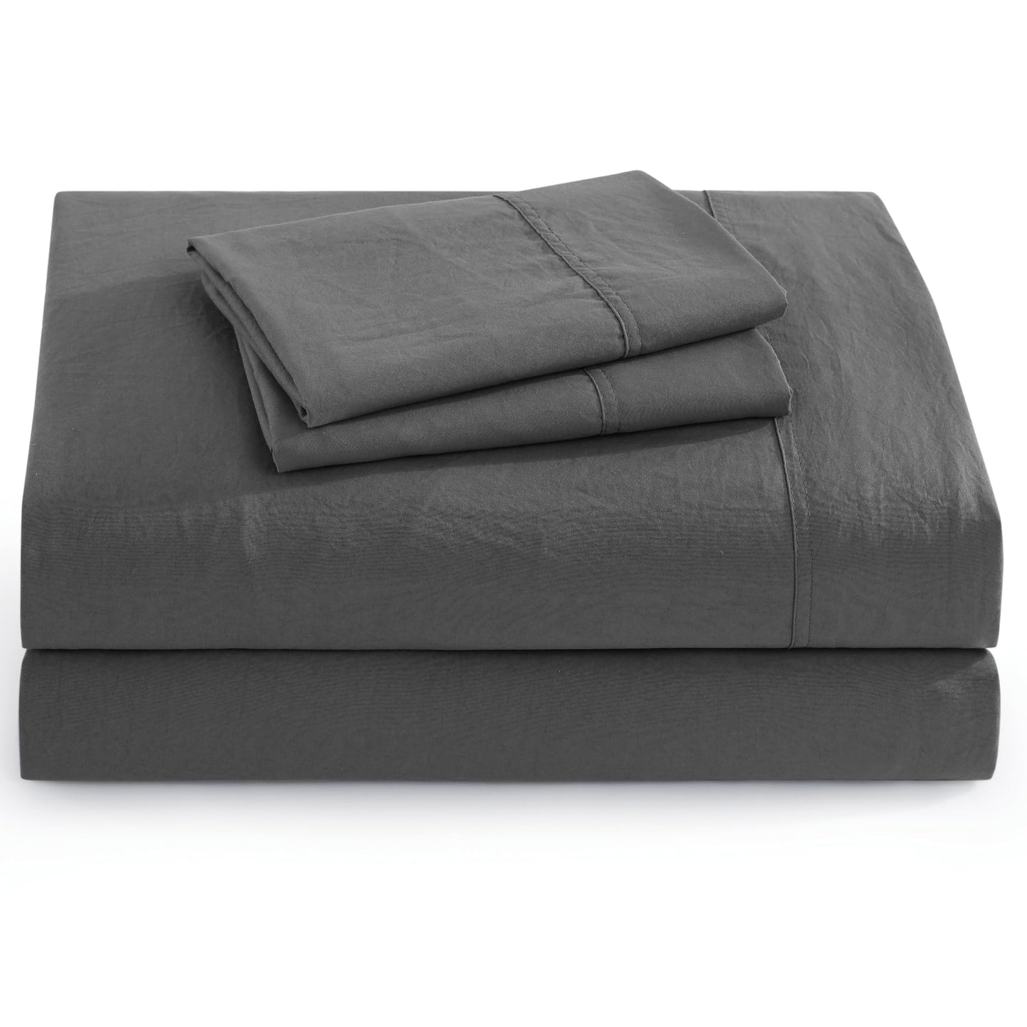 Queen Sheet Set Oxygen Washed - Premium Ultra-Soft Microfiber Queen Bed Sheets - Incredible Softness - Deep Pocket - Bedding Sheets & Pillowcases (Queen, Charcoal)