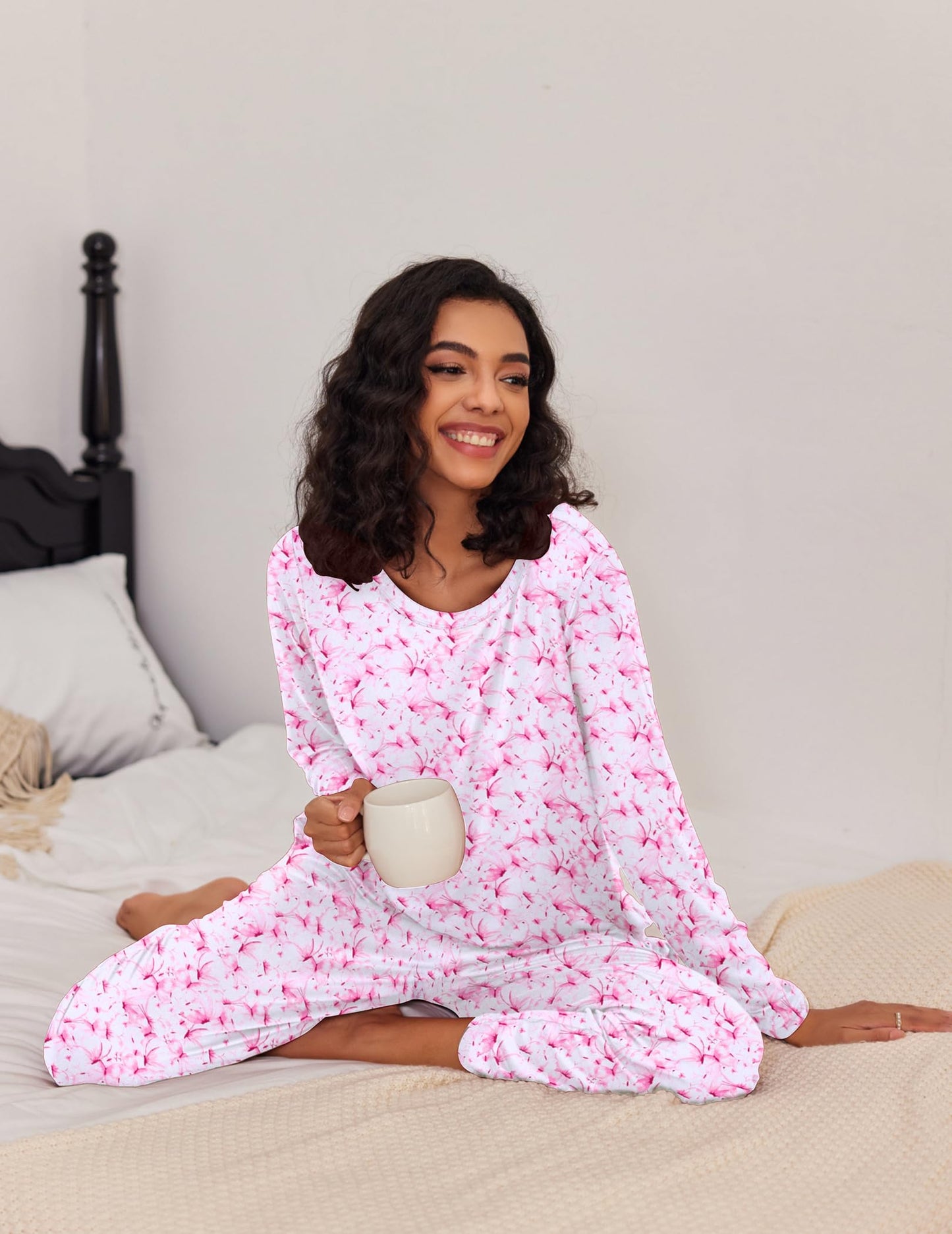 Ekouaer 2 Pack Women's Pajama Set Soft Long Sleeve Sleepwear Loungewear Pjs Sets with Pockets