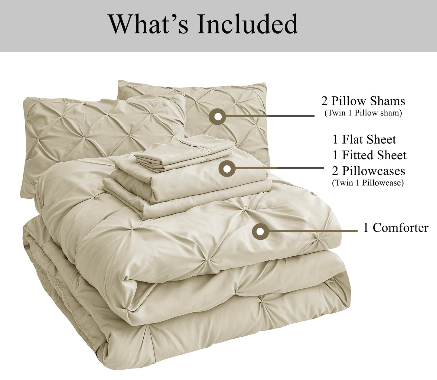 Queen Comforter Set White - 7 Pieces Bed in a Bag - Bedding Set with Comforters, Sheets, Pillowcases & Shams, Queen Size Bedding Set