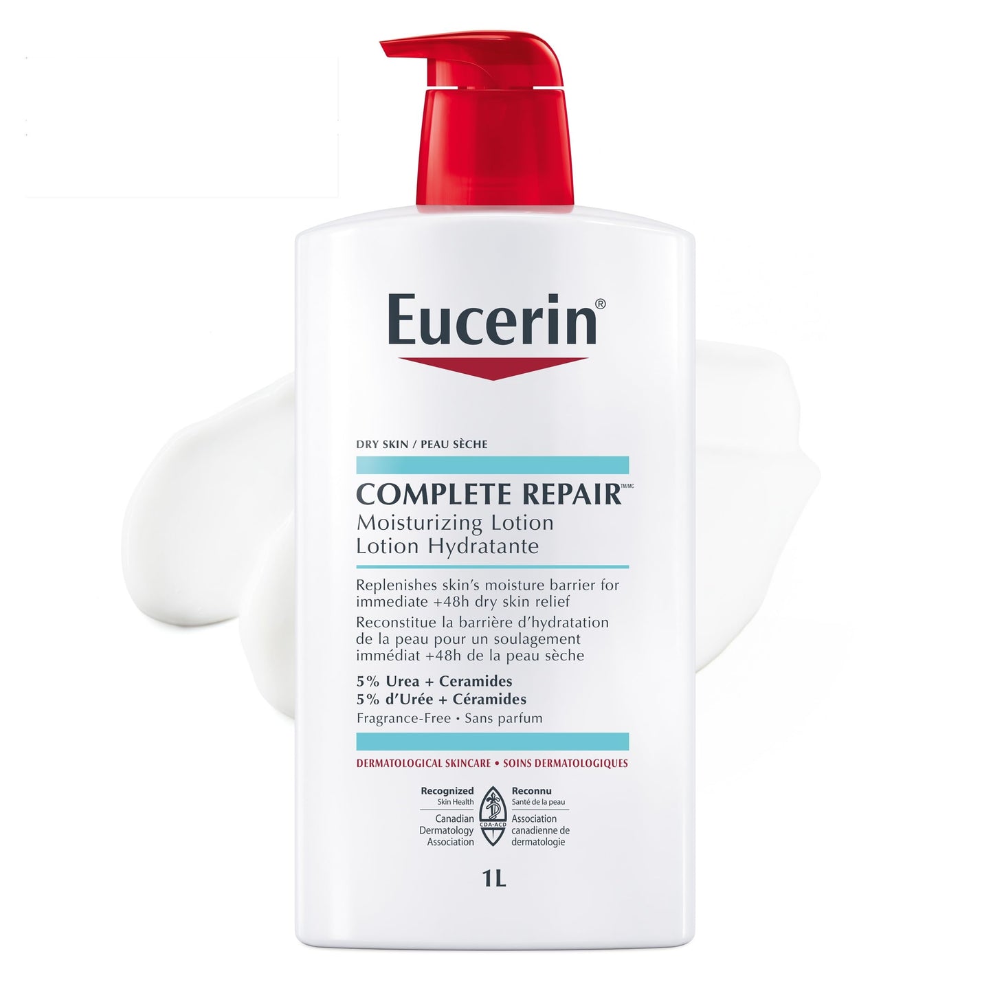 EUCERIN Complete Repair Moisturizing Lotion for Dry to Very Dry Skin, 5% Urea Lotion, Ceramide Lotion, Non Comedogenic and Non Greasy Body Lotion Fragrance Free, Dermatological Skin Care, 500mL
