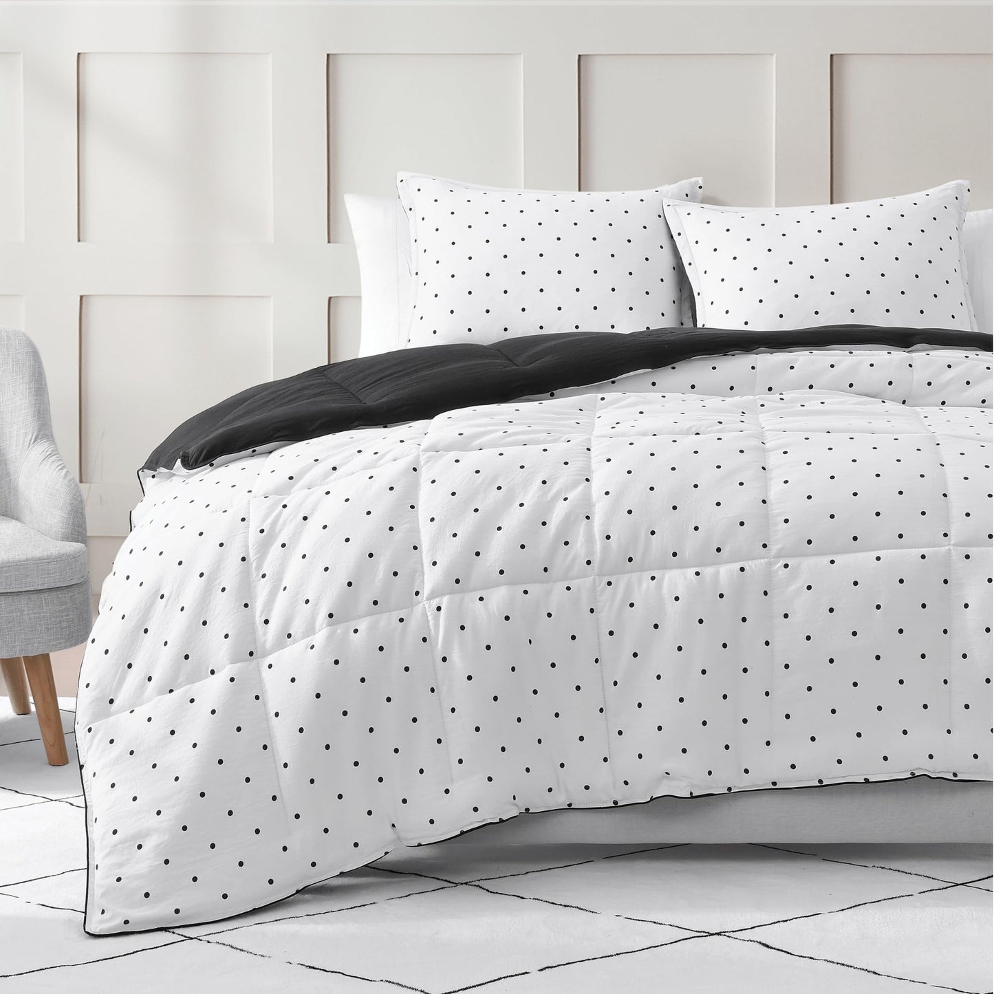 Ultra Soft Organic Cotton Queen Comforter Set - Hypoallergenic Down Alternative, All-Season Warm Bedding (1 Comforter, 2 Pillow Shams) - Charcoal