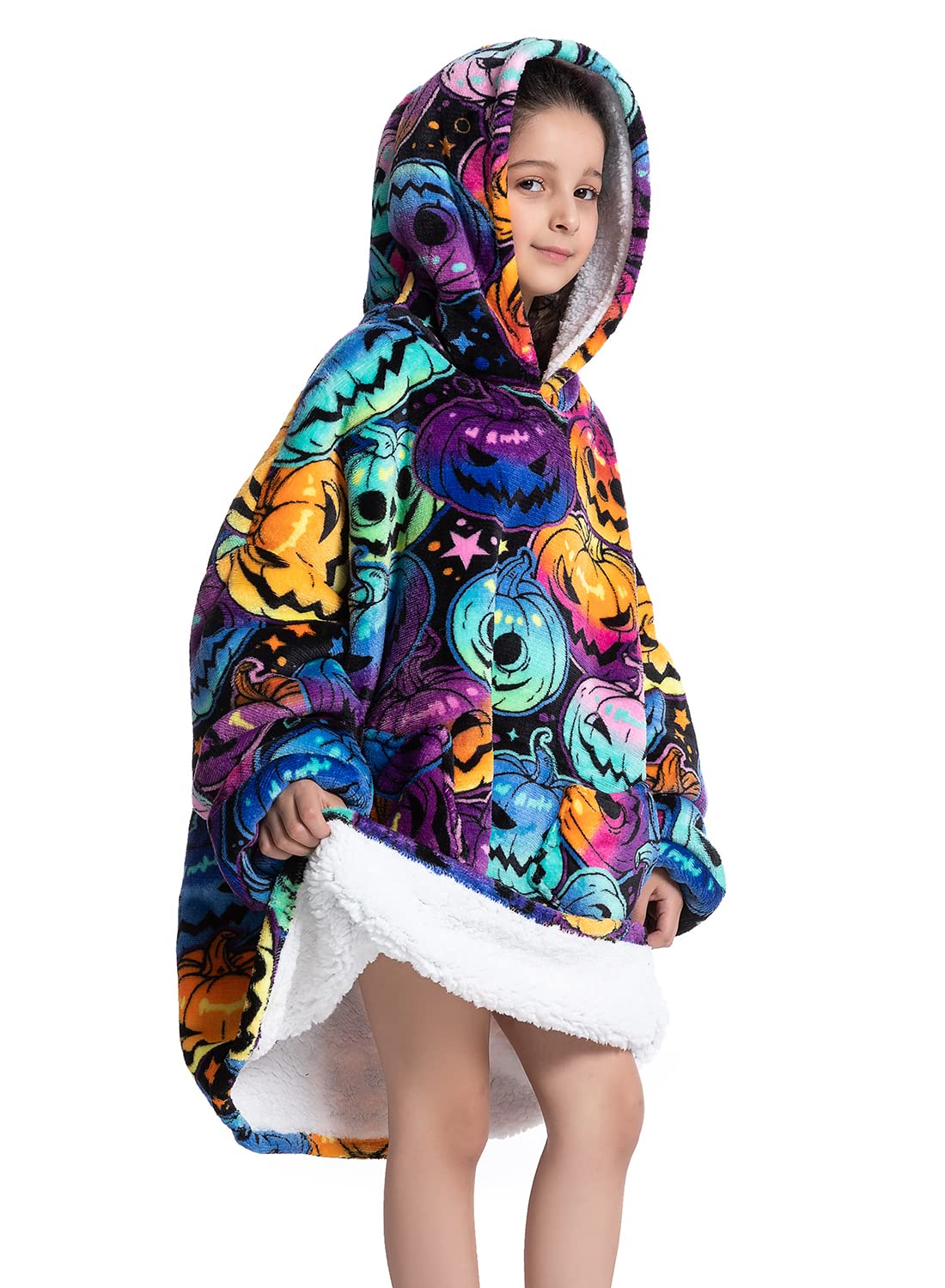 Wenlia Oversized Blanket Hoodie for Adult and Kids, Stylish Sherpa Hoodie Blanket Super Warm Sweatshirt One Size Fits All