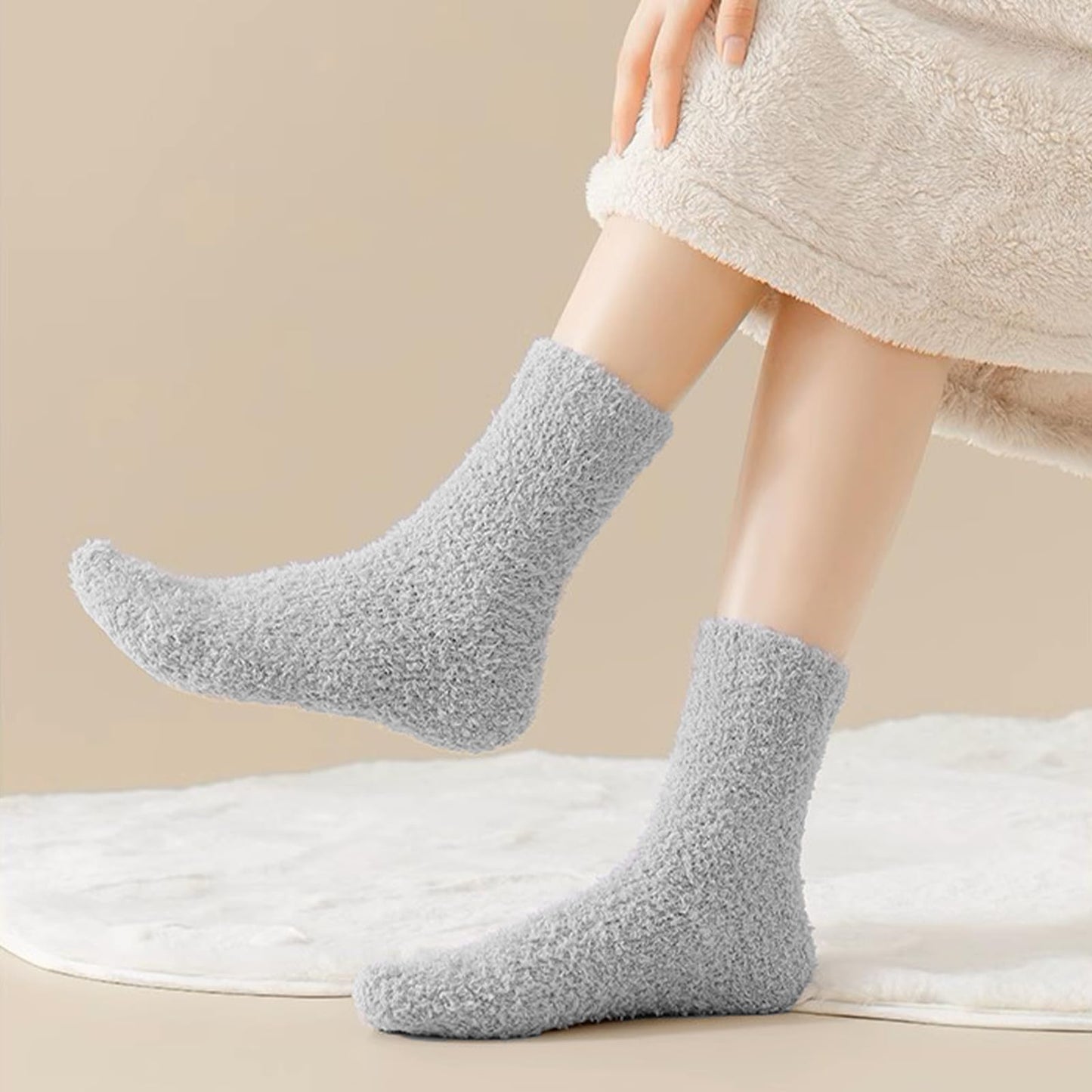 VoJoPi Fuzzy Socks for Women, Size 5-10, 5 Pairs Warm Fluffy Winter Bed Socks Cozy Sleeping Socks, Gifts Christmas Socks