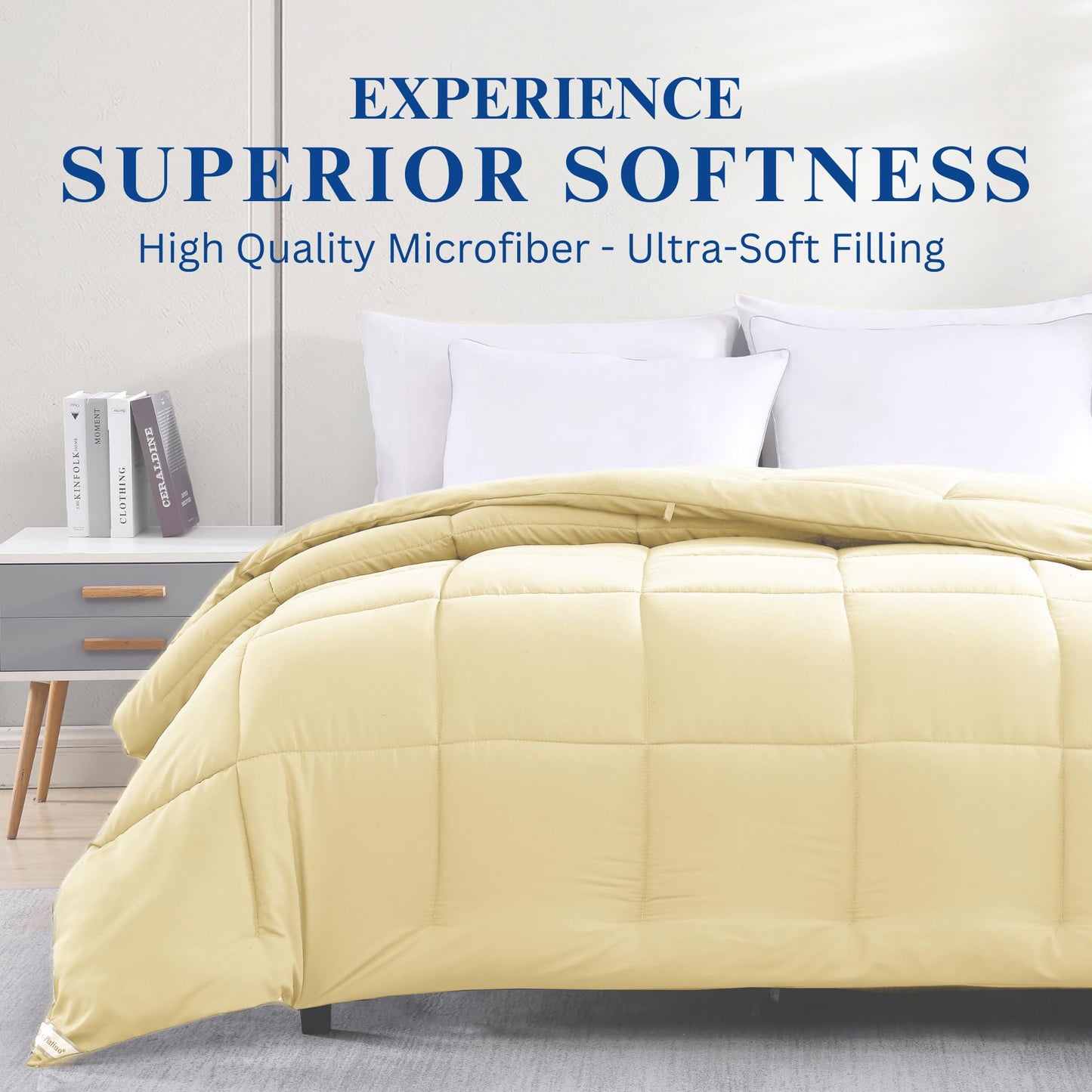 Comforter Queen Size Down Alternative Microfiber Quilted Solid Comforter/Duvet Insert - Ultra Soft Hypoallergenic Bedding - Medium Warmth for All Seasons Queen Comforter - White