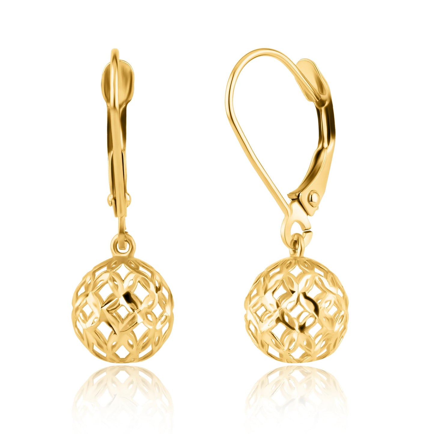 14K Filigree Gold Earrings for Women | Gold Dangle Earrings with Secure Leverback | Hypoallergenic and Lightweight Drop Earrings for Women by MAX + STONE