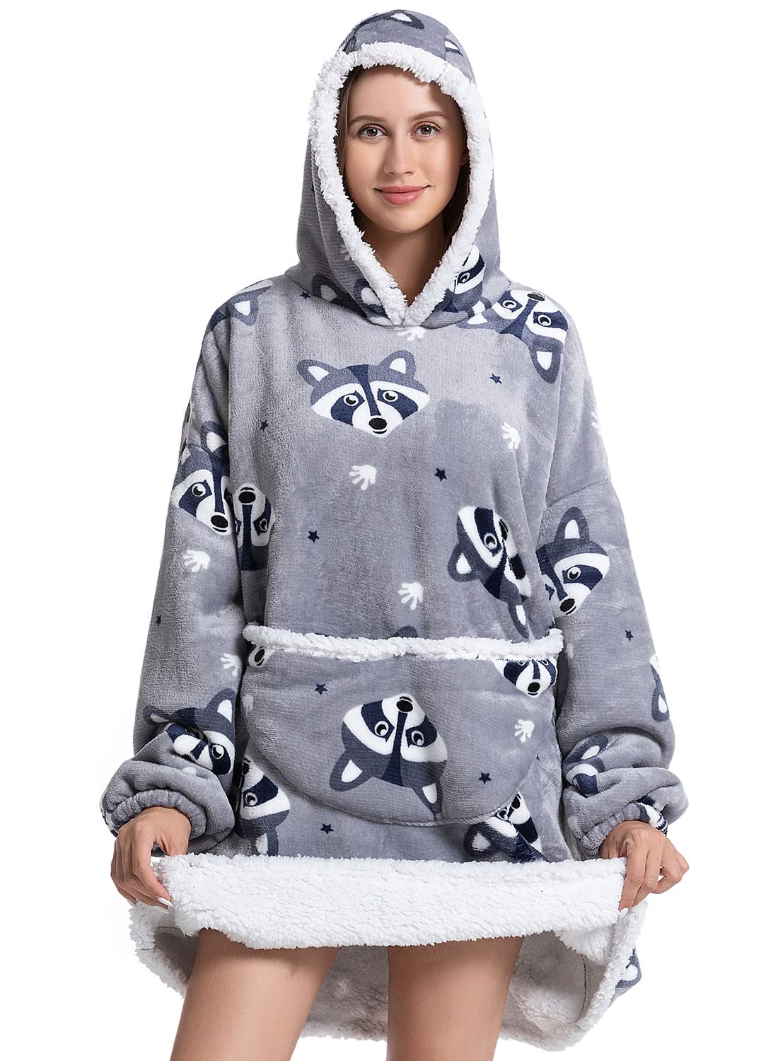 Wenlia Oversized Blanket Hoodie for Adult and Kids, Stylish Sherpa Hoodie Blanket Super Warm Sweatshirt One Size Fits All