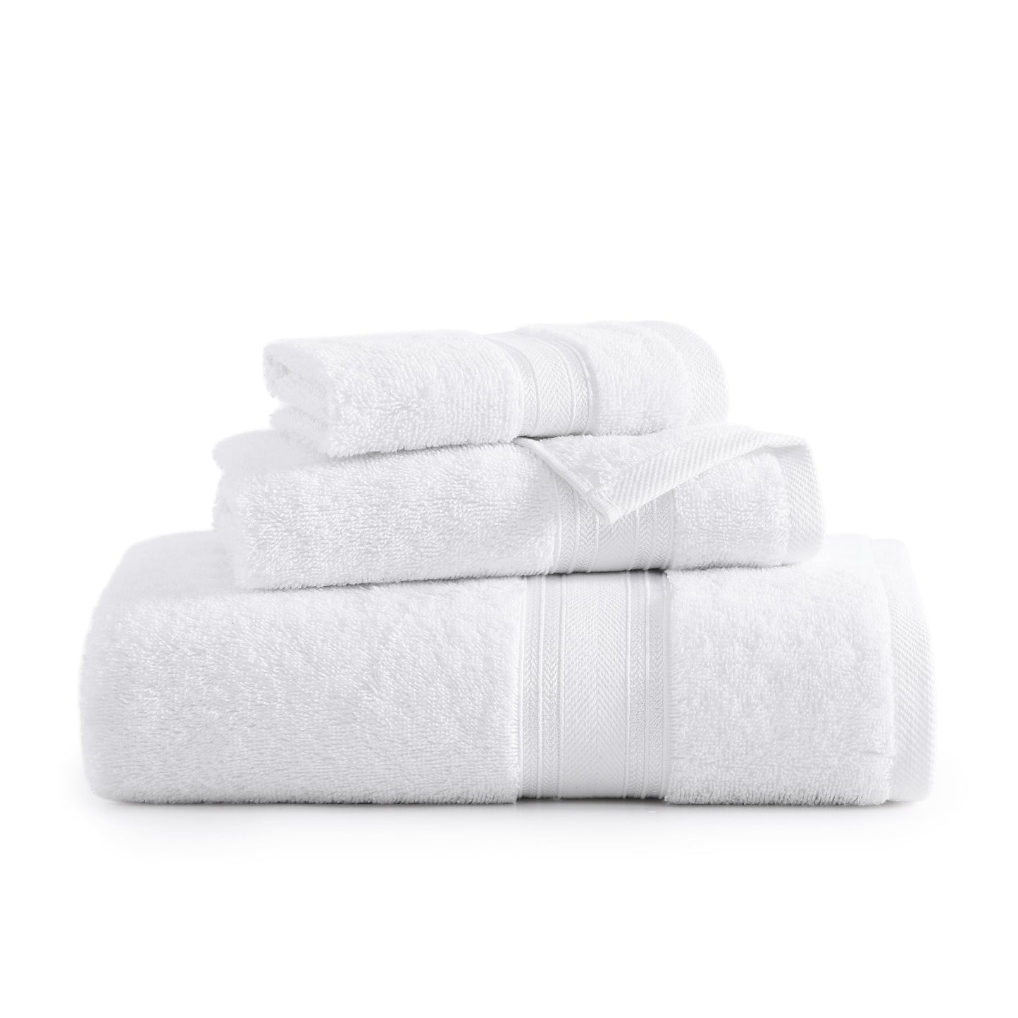 LANE LINEN Luxury Bath Towels Set - 6 Piece 100% CottonBathroom Zero Twist Shower Extra Absorbent Towel Super Soft 2 Hand Wash Cloths White