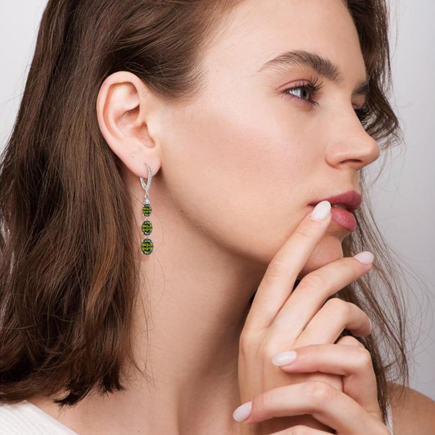 Aprila Women 925 Sterling Silver Birthstone 3-stone Leverback Drop Dangle Earrings with 5A Cubic Zirconia Jewelry for Her