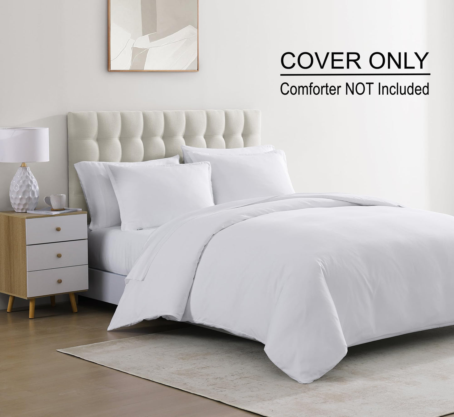 White Queen Duvet Cover Set - 1 Duvet Cover with 2 Pillow Shams - 3 Pieces Comforter Cover with Zipper Closure - Ultra Soft Brushed Microfiber, 90 X 90 Inches (Queen, White)