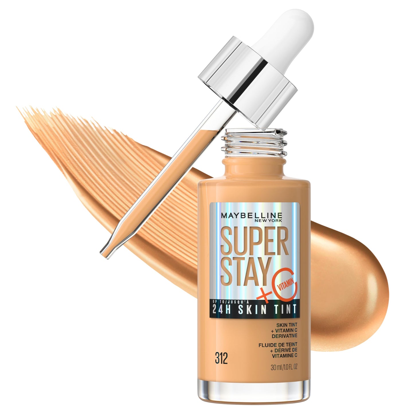 Maybelline New York Super Stay Up To 24H Skin Tint Foundation, skin-like coverage, with Vitamin C*, Shade 118, 30 ml