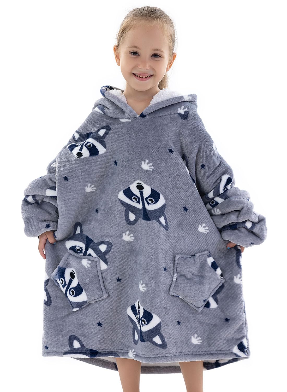 Wenlia Oversized Blanket Hoodie for Adult and Kids, Stylish Sherpa Hoodie Blanket Super Warm Sweatshirt One Size Fits All