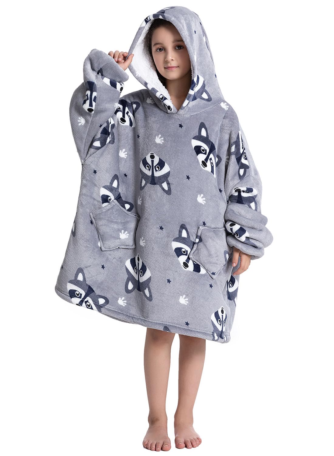 Wenlia Oversized Blanket Hoodie for Adult and Kids, Stylish Sherpa Hoodie Blanket Super Warm Sweatshirt One Size Fits All