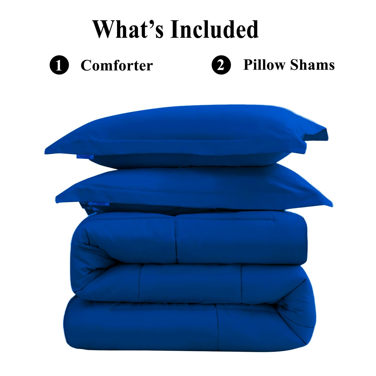 King Size Comforter Set 3 PCs Soft Quilted Down Alternative Comforter with Pillow Shams - Bedding Set, Machine Washable (King, Drak Blue)