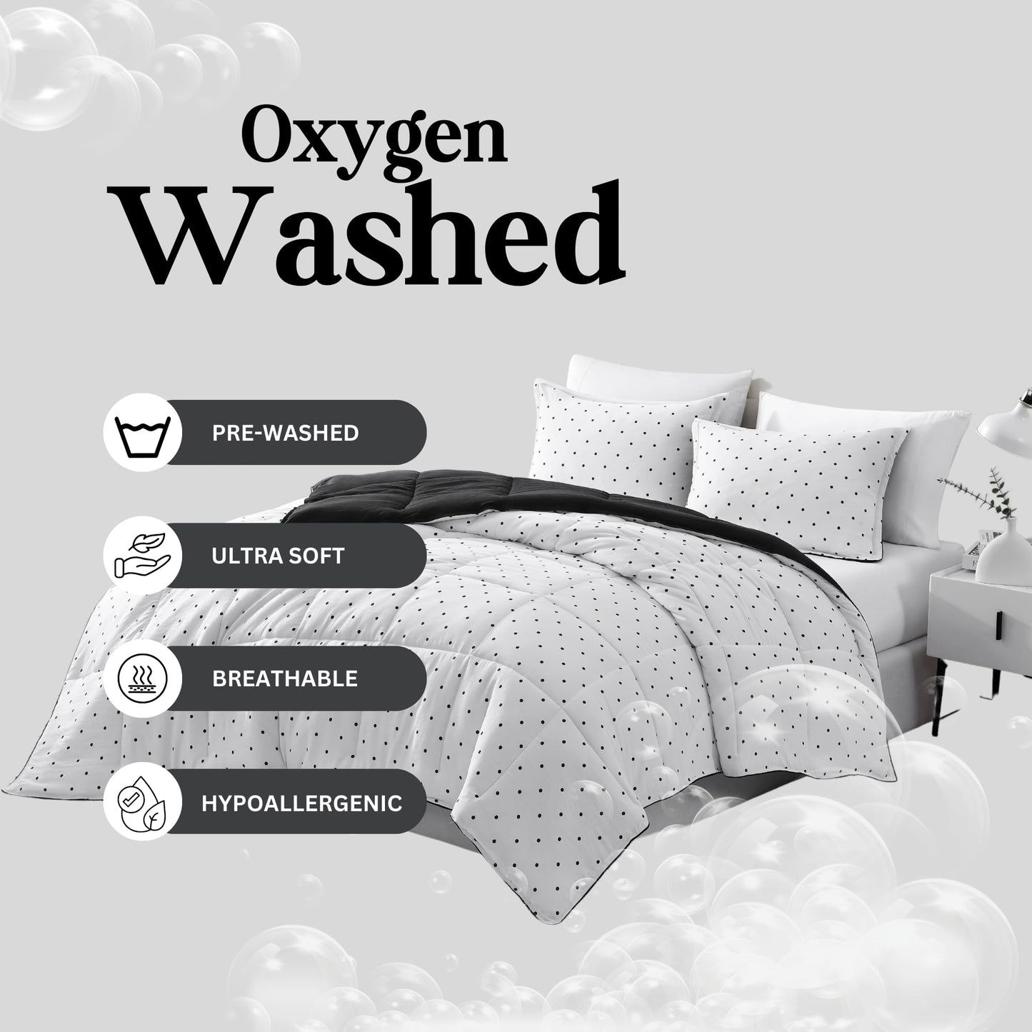 Comforter Set Queen Size - Goose Down Alternative – Washed Ultra-Soft - Premium All Season Warmth Bedding Set (Queen, French Blue)