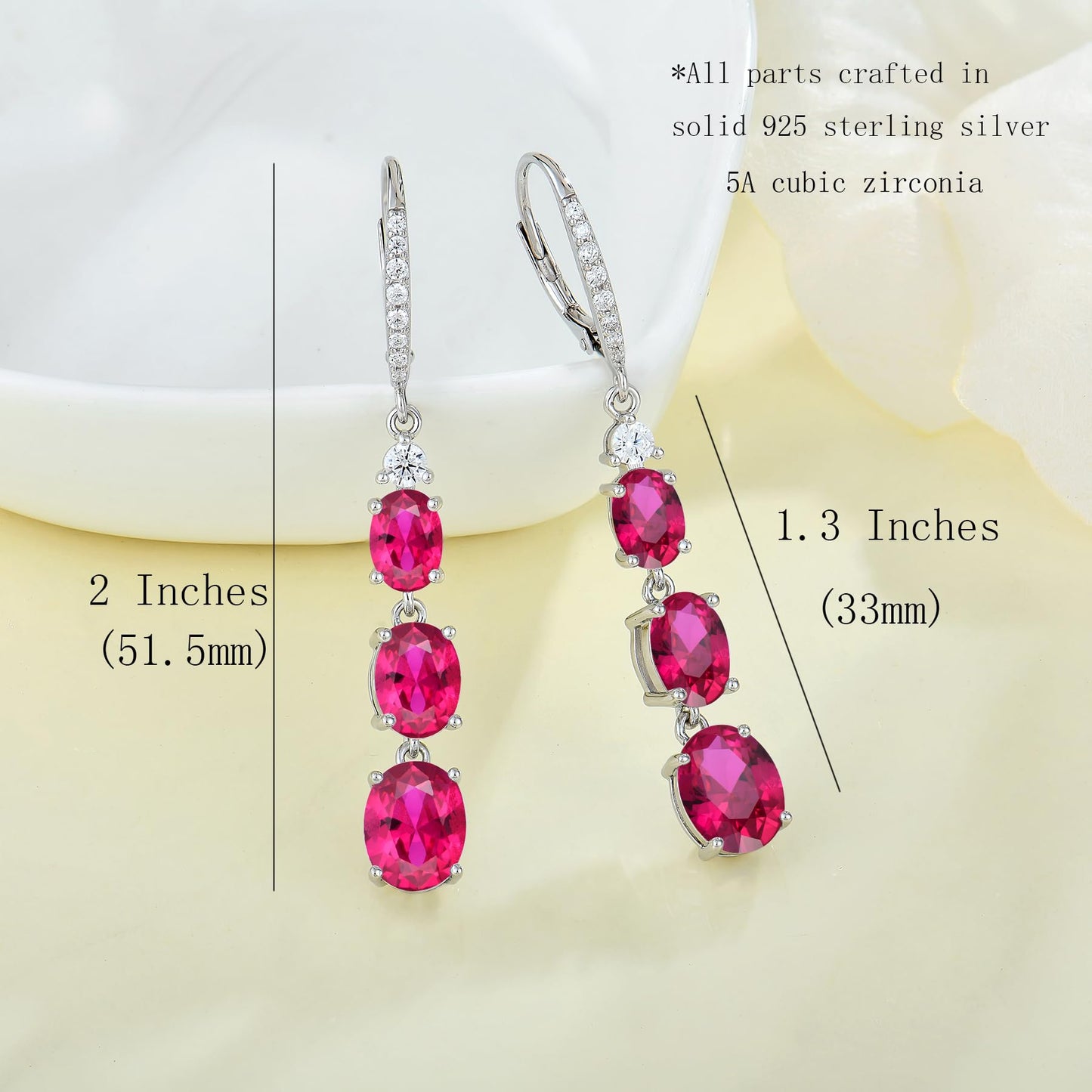 Aprila Women 925 Sterling Silver Birthstone 3-stone Leverback Drop Dangle Earrings with 5A Cubic Zirconia Jewelry for Her
