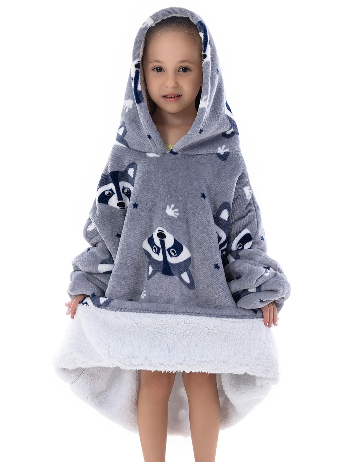 Wenlia Oversized Blanket Hoodie for Adult and Kids, Stylish Sherpa Hoodie Blanket Super Warm Sweatshirt One Size Fits All