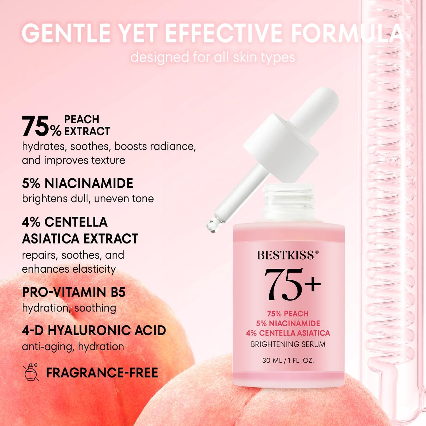 Bestkiss 10% Niacinamide + 5% Tranexamic Acid + 2% Alpha-Arbutin Dark Spot Serum with Ceramides Hyaluronic Acid Centella Asiatica - Vegan Fragrance Free Cruelty Free 30mL