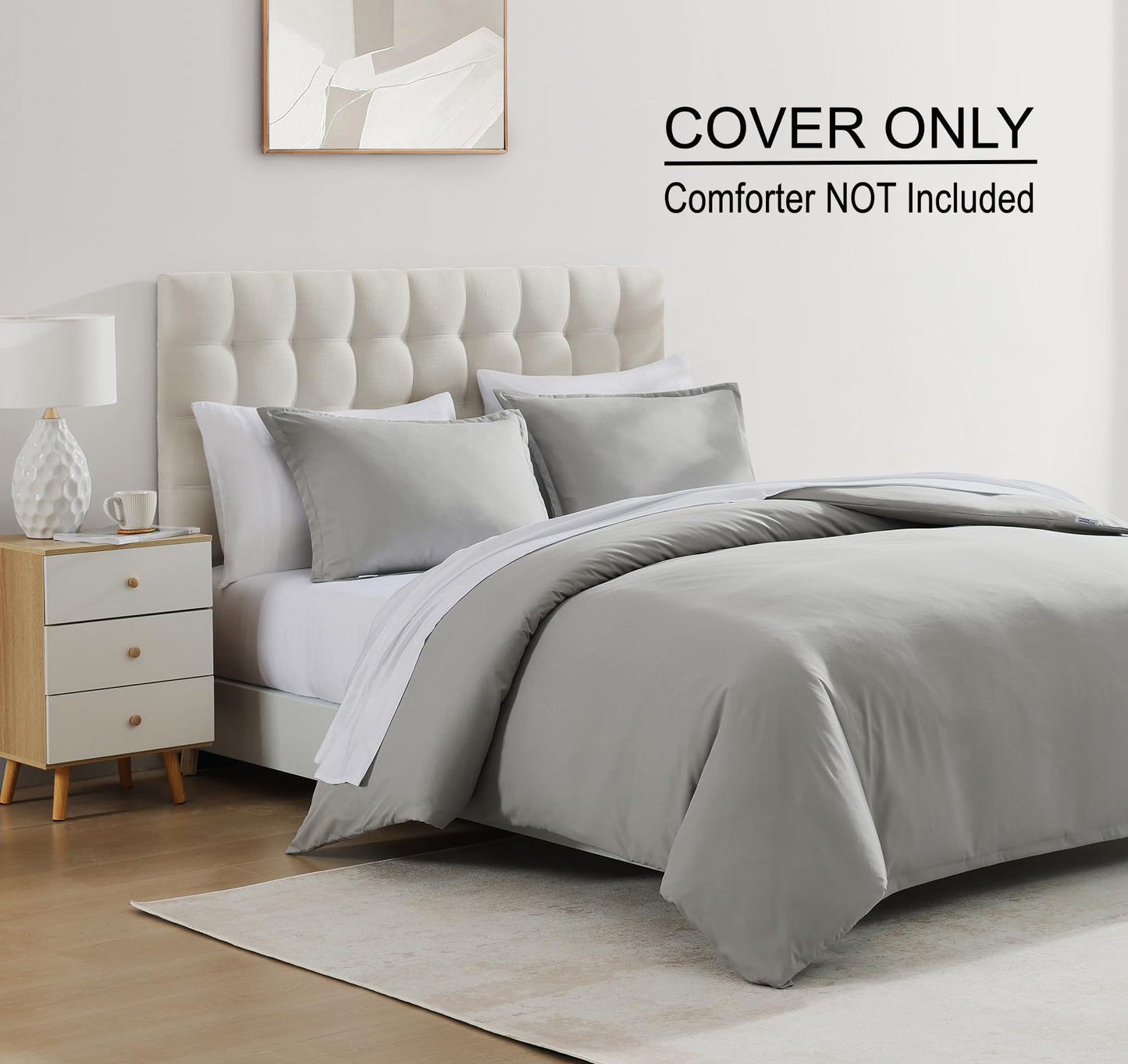 White Queen Duvet Cover Set - 1 Duvet Cover with 2 Pillow Shams - 3 Pieces Comforter Cover with Zipper Closure - Ultra Soft Brushed Microfiber, 90 X 90 Inches (Queen, White)