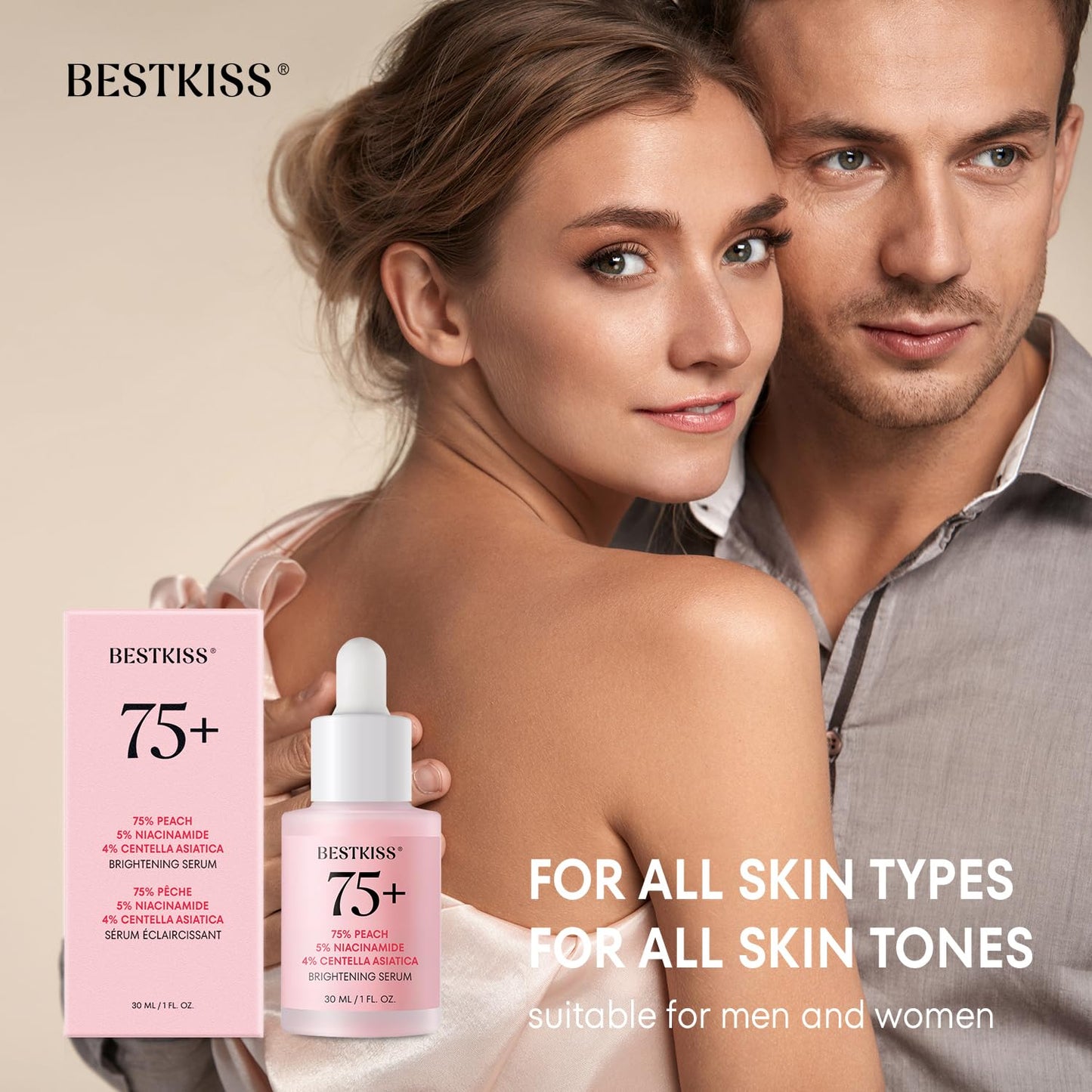 Bestkiss 10% Niacinamide + 5% Tranexamic Acid + 2% Alpha-Arbutin Dark Spot Serum with Ceramides Hyaluronic Acid Centella Asiatica - Vegan Fragrance Free Cruelty Free 30mL