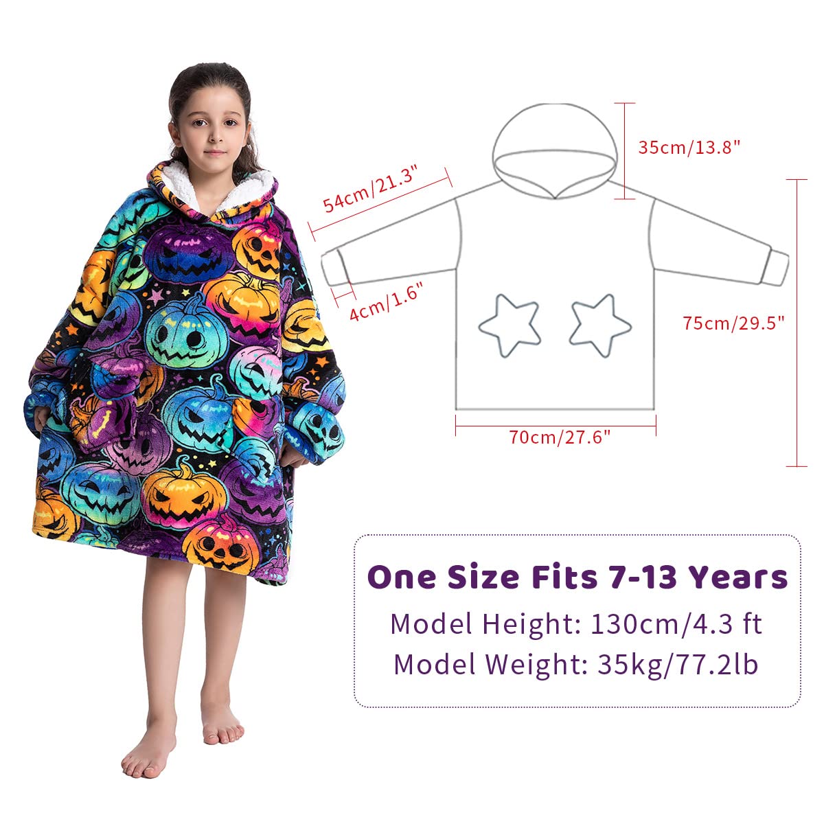 Wenlia Oversized Blanket Hoodie for Adult and Kids, Stylish Sherpa Hoodie Blanket Super Warm Sweatshirt One Size Fits All