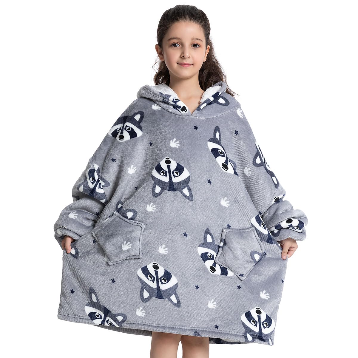 Wenlia Oversized Blanket Hoodie for Adult and Kids, Stylish Sherpa Hoodie Blanket Super Warm Sweatshirt One Size Fits All