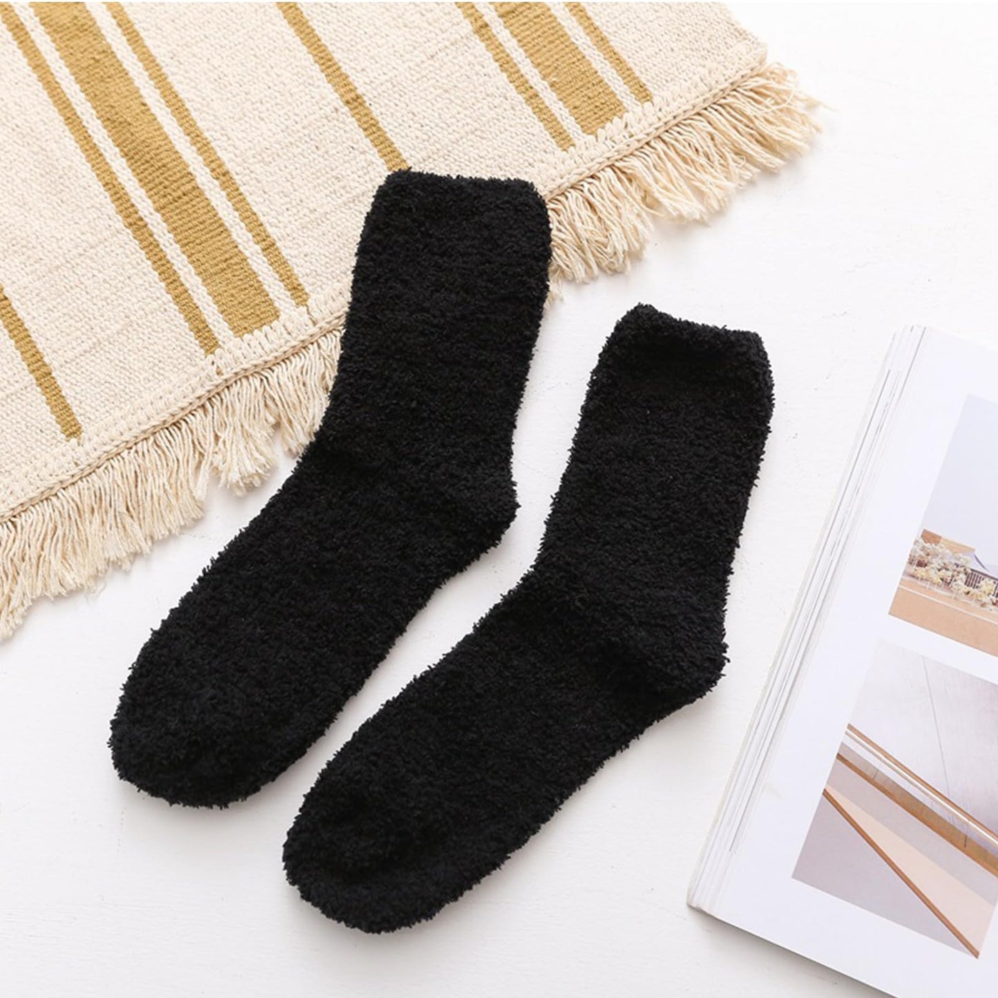 VoJoPi Fuzzy Socks for Women, Size 5-10, 5 Pairs Warm Fluffy Winter Bed Socks Cozy Sleeping Socks, Gifts Christmas Socks