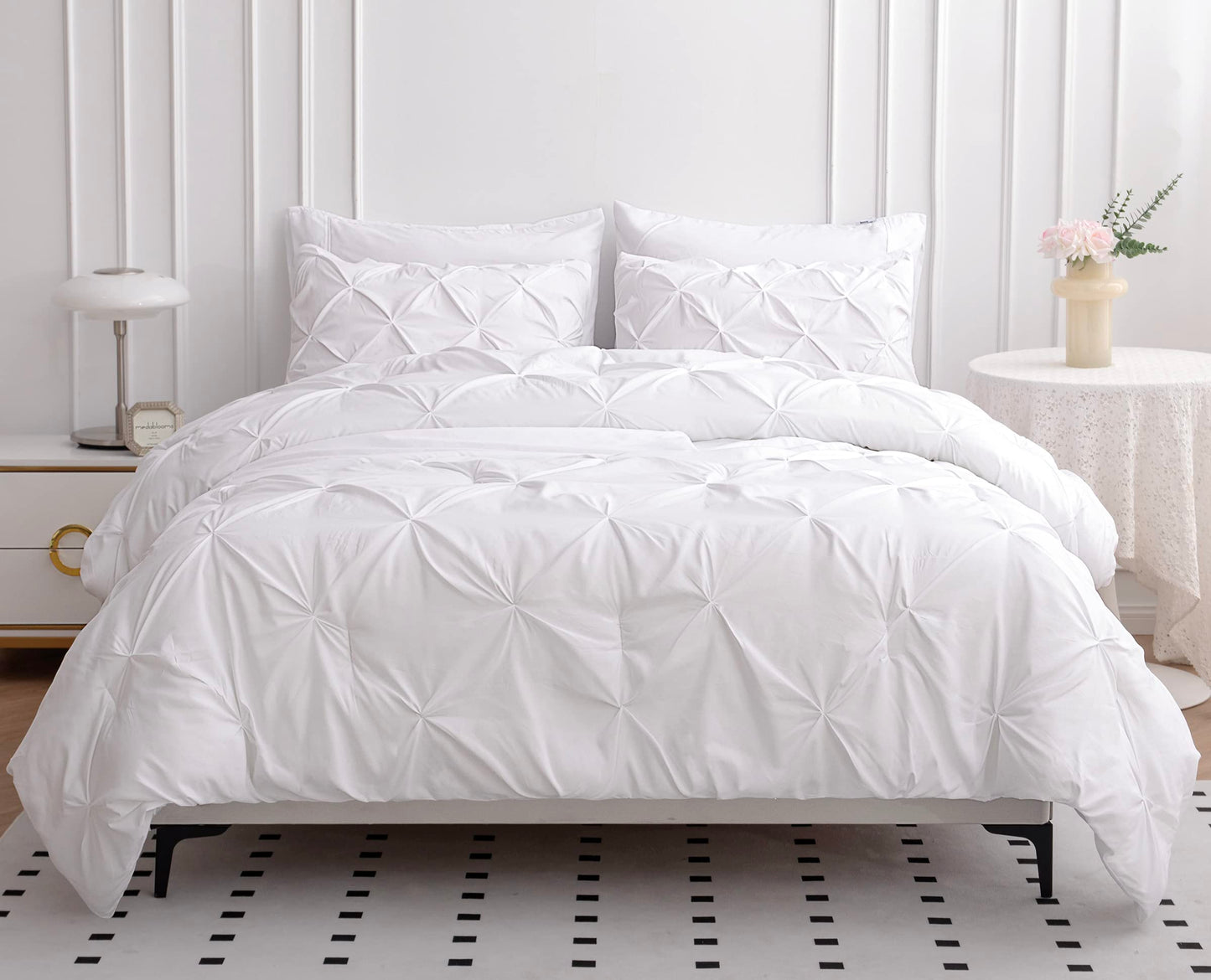 Queen Comforter Set White - 7 Pieces Bed in a Bag - Bedding Set with Comforters, Sheets, Pillowcases & Shams, Queen Size Bedding Set