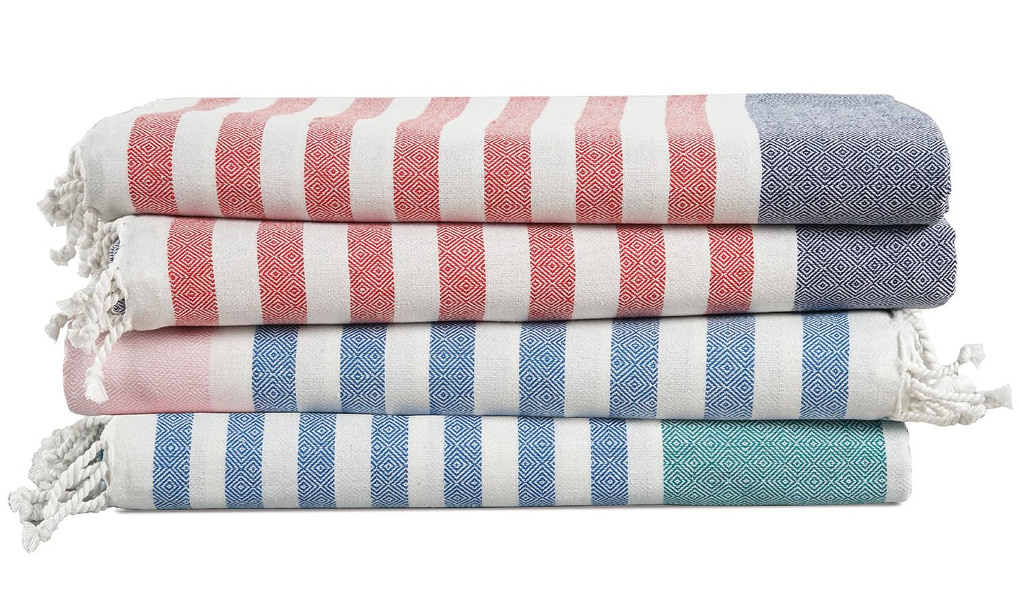 Lane Linen Beach Towels 6 Pack, 100% Cotton Oversized Beach Towel, Pre-Washed Large Beach Towel, Stylish Pool Towels For Adults, Quick Dry Beach Towel, Lightweight Travel Towel, 39"x71" - Multi Colors