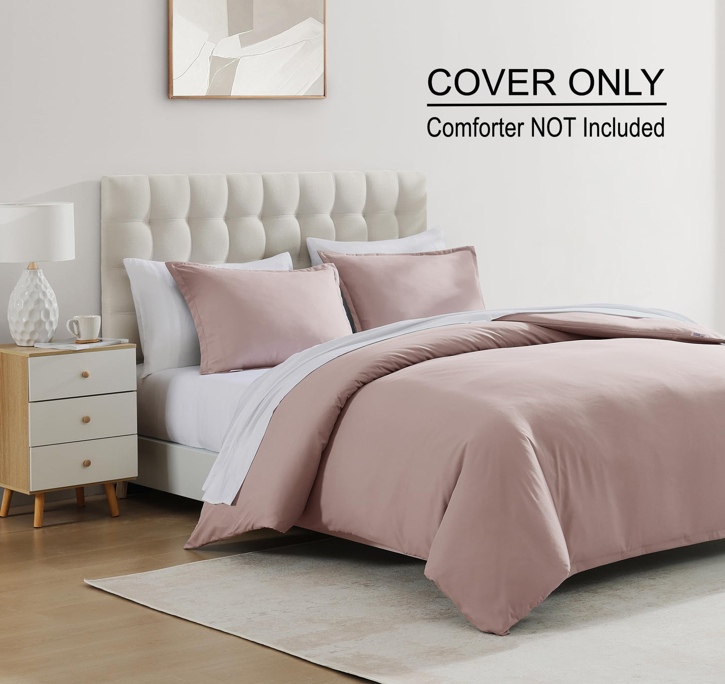 White Queen Duvet Cover Set - 1 Duvet Cover with 2 Pillow Shams - 3 Pieces Comforter Cover with Zipper Closure - Ultra Soft Brushed Microfiber, 90 X 90 Inches (Queen, White)