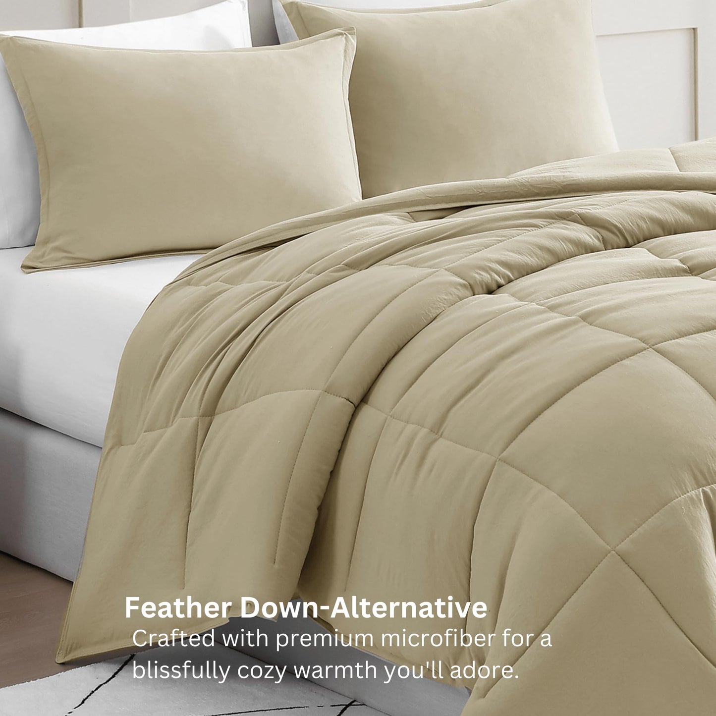 Comforter Set Queen Size - Goose Down Alternative – Washed Ultra-Soft - Premium All Season Warmth Bedding Set (Queen, French Blue)