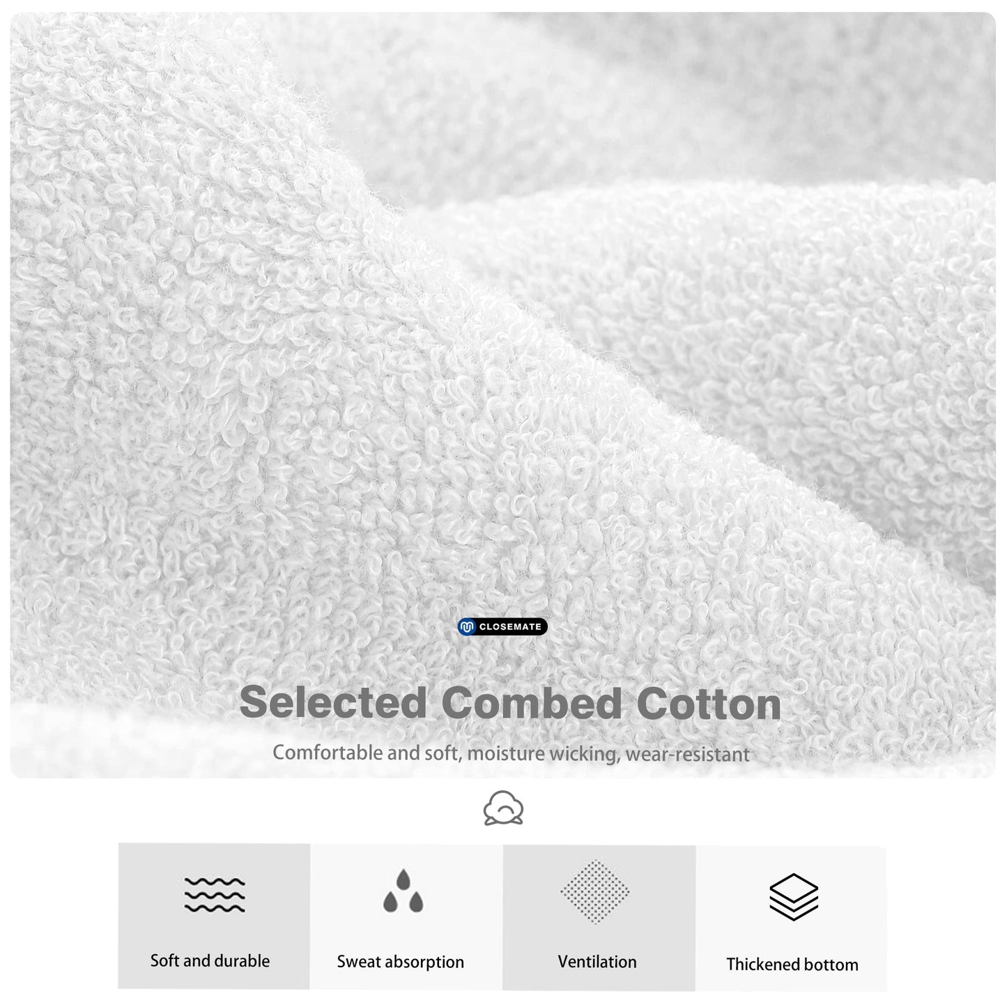 Closemate Mens Ankle Socks 6 Pairs Low Cut Athletic Socks Cotton Cushioned Tab Non-Slip Running Sport Socks