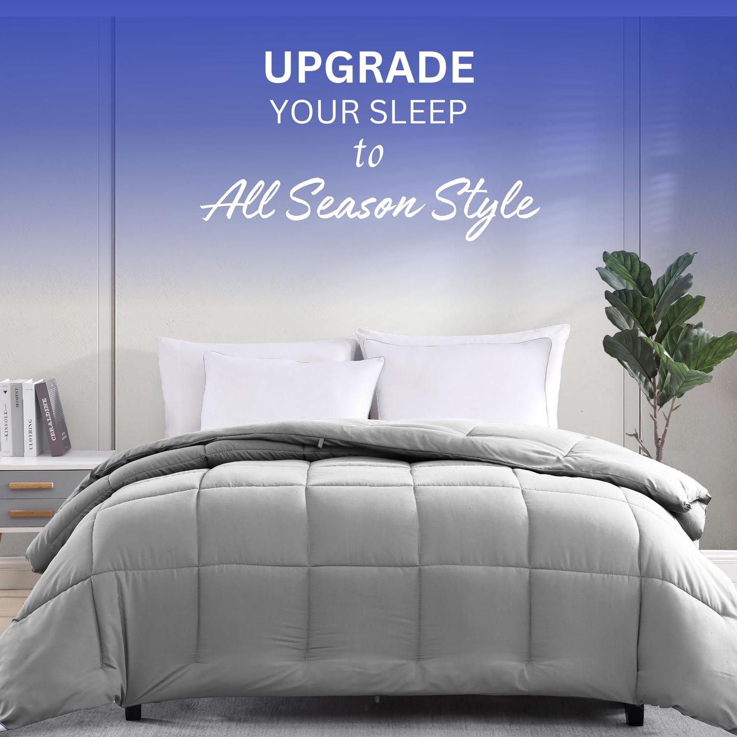 Comforter Queen Size Down Alternative Microfiber Quilted Solid Comforter/Duvet Insert - Ultra Soft Hypoallergenic Bedding - Medium Warmth for All Seasons Queen Comforter - White