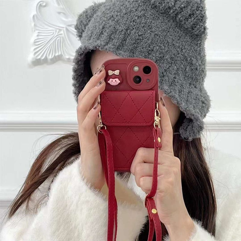 New Year Red Crossbody Card Holder With Lanyard