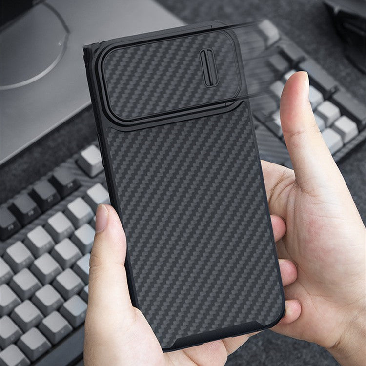 Lens Push Cover Carbon Fiber Magnetic Suction Phone Case