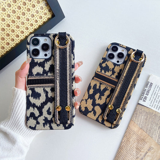 Classic Vintage Leopard Print Banner Wristband Phone Case