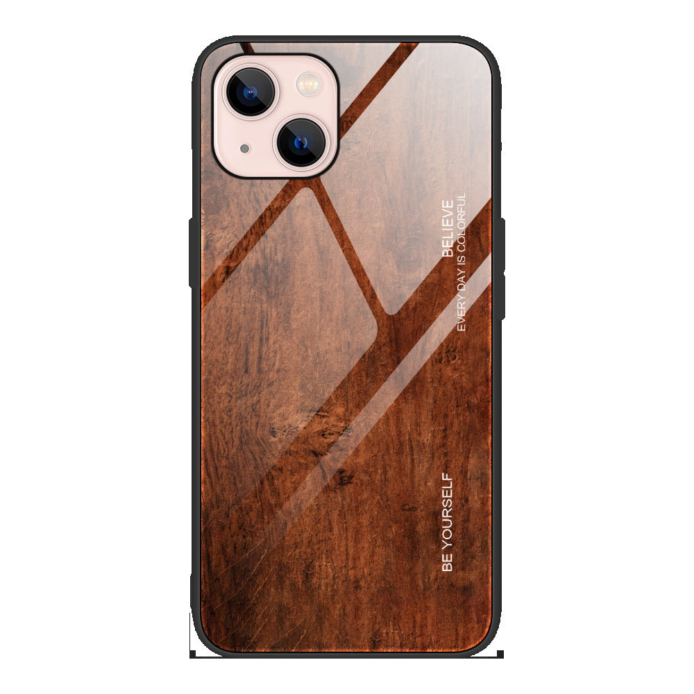 Wood Grain Glass Drop-proof Phone Case Protector