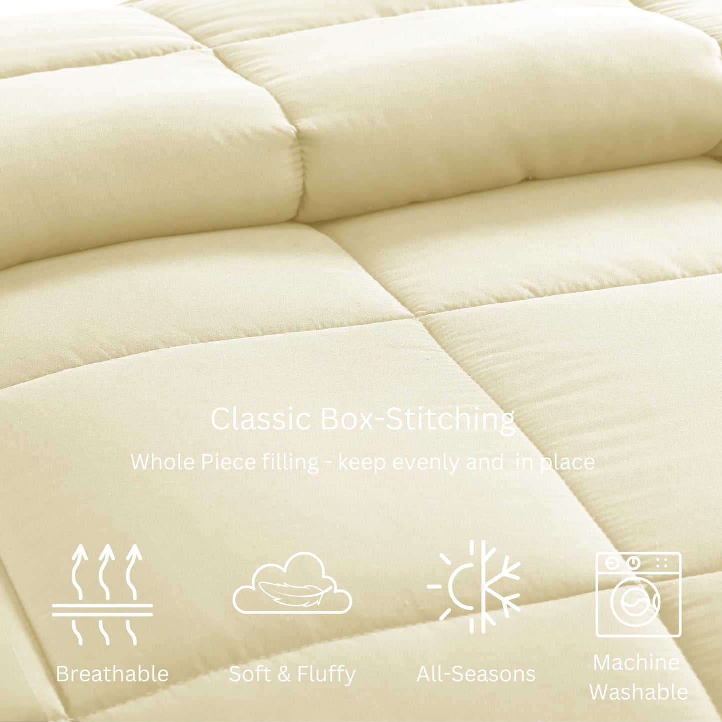 Comforter Queen Size Down Alternative Microfiber Quilted Solid Comforter/Duvet Insert - Ultra Soft Hypoallergenic Bedding - Medium Warmth for All Seasons Queen Comforter - White