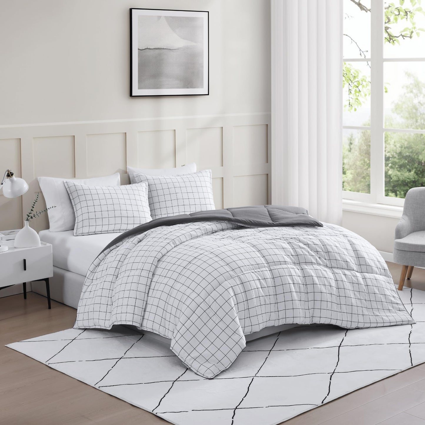 Comforter Set Queen Size - Goose Down Alternative – Washed Ultra-Soft - Premium All Season Warmth Bedding Set (Queen, French Blue)