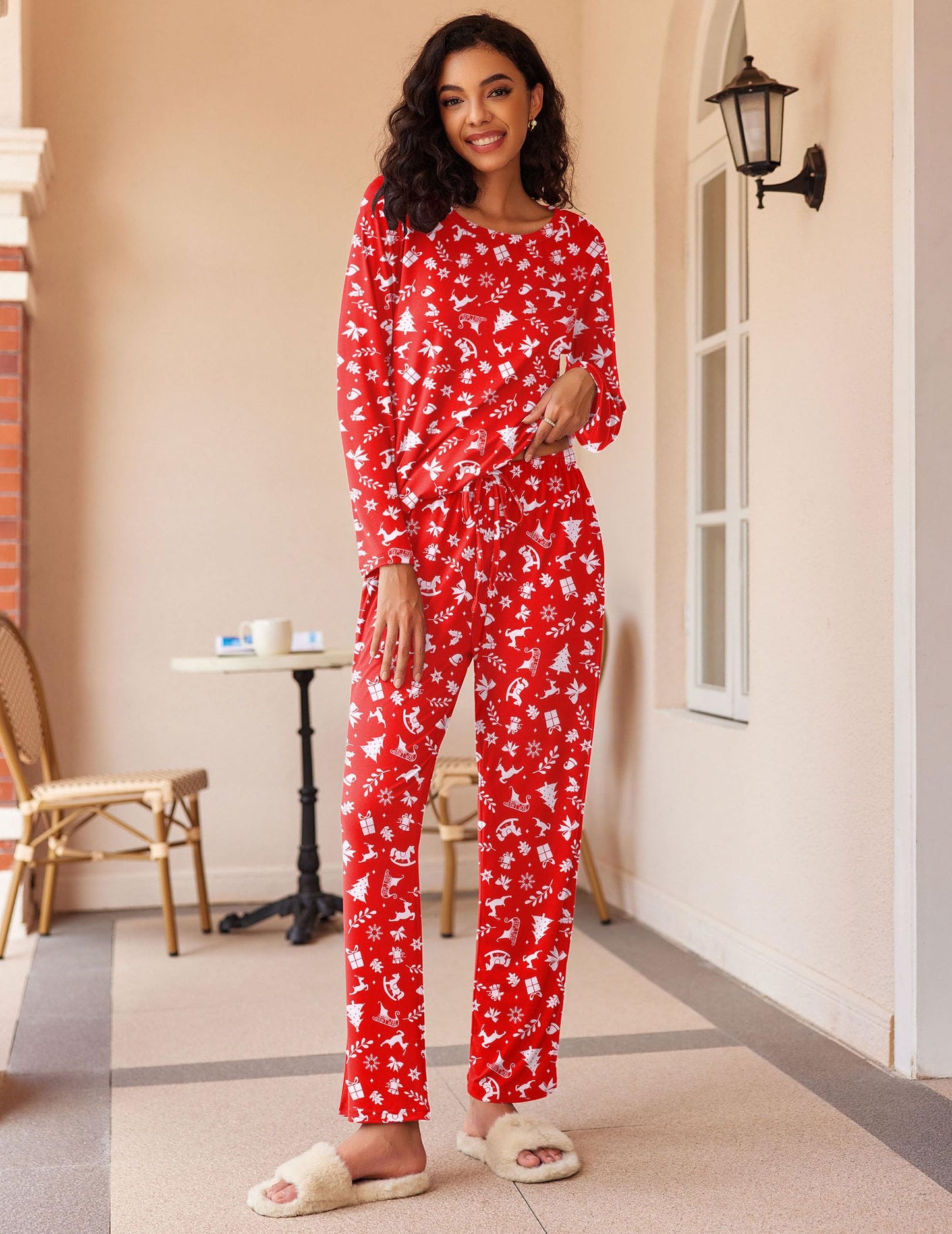 Ekouaer 2 Pack Women's Pajama Set Soft Long Sleeve Sleepwear Loungewear Pjs Sets with Pockets