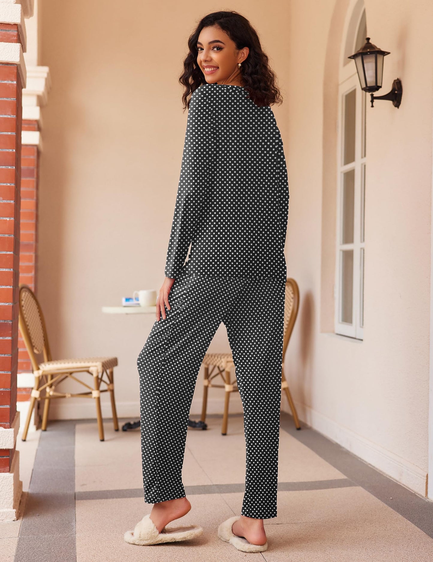 Ekouaer 2 Pack Women's Pajama Set Soft Long Sleeve Sleepwear Loungewear Pjs Sets with Pockets