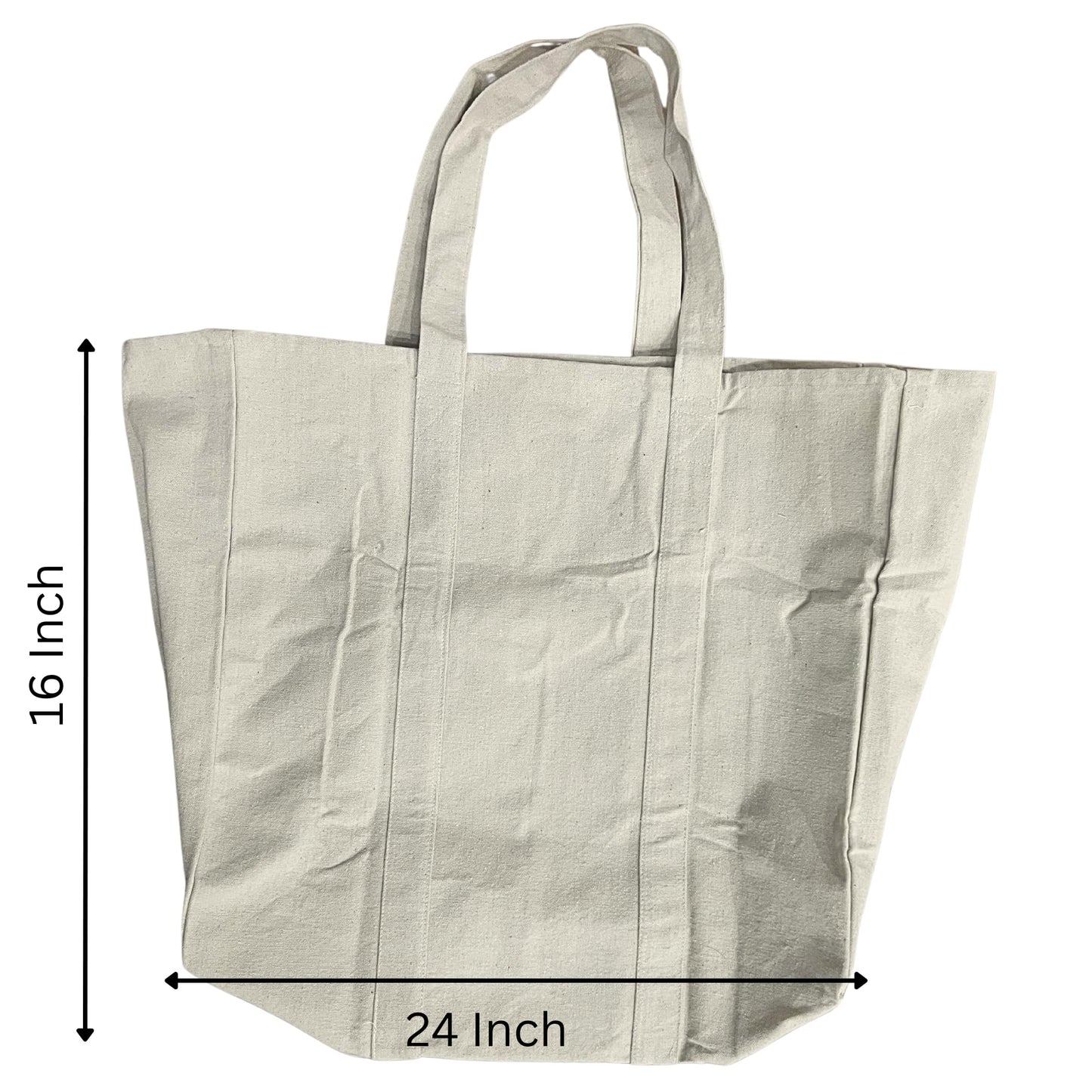 Reusable Grocery Bags 2 Pack Durable Cotton Canvas Heavy Duty Tote Bag with Reinforced Bottom Multi Purpose Tote