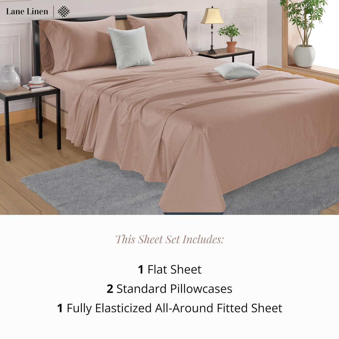 Queen Sheets Set, 4 Pc Queen Bed Sheets, 600 Thread Count 100% Long Staple Combed Cotton, Luxury Cotton Sheets for Queen Size Bed, Sheet & Pillowcase Sets, Deep Pocket Queen Sheets - Mineral