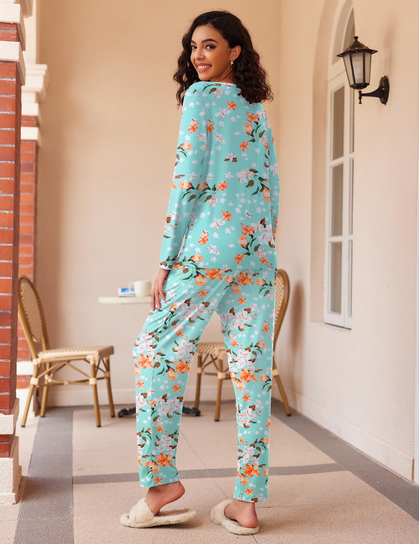 Ekouaer 2 Pack Women's Pajama Set Soft Long Sleeve Sleepwear Loungewear Pjs Sets with Pockets