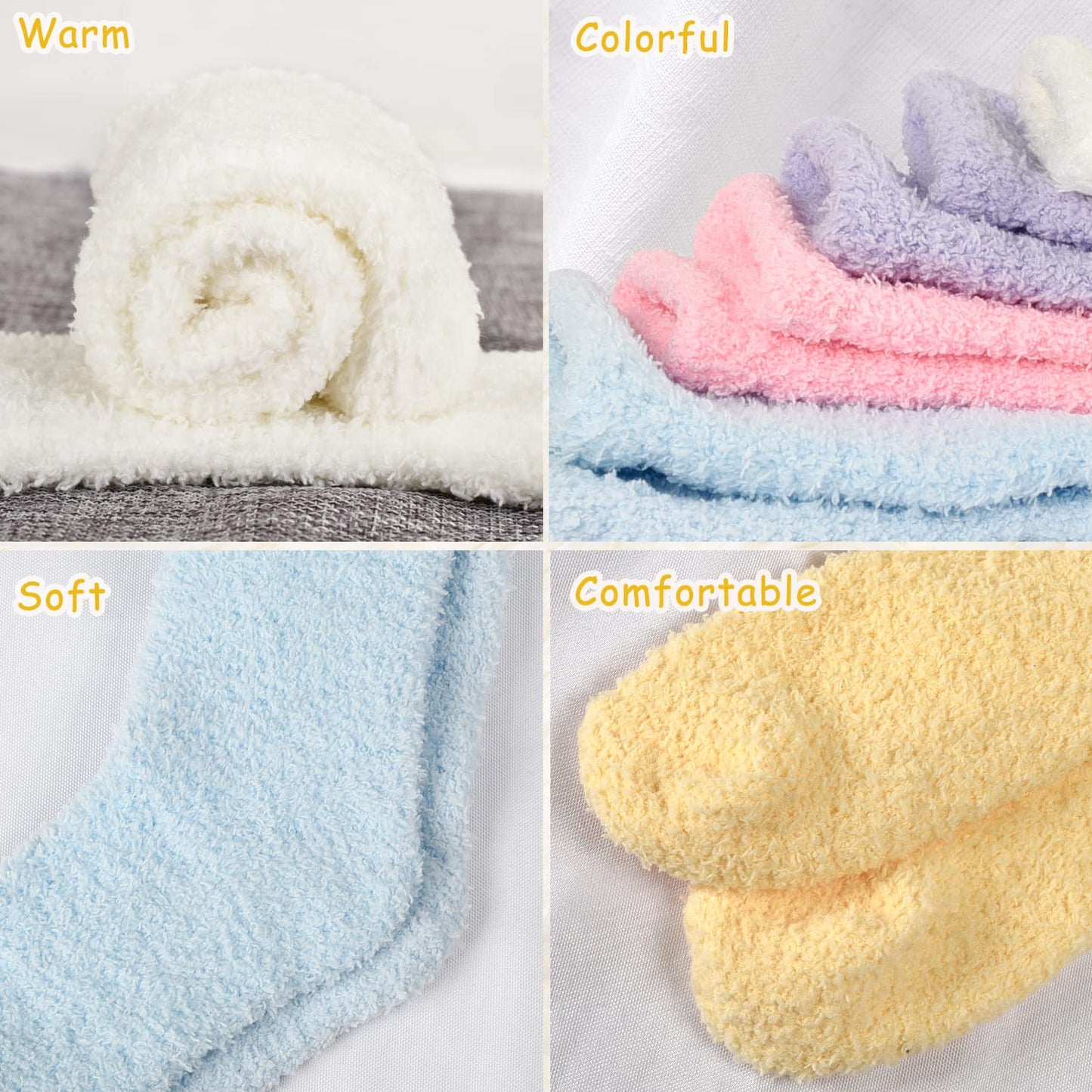 VoJoPi Fuzzy Socks for Women, Size 5-10, 5 Pairs Warm Fluffy Winter Bed Socks Cozy Sleeping Socks, Gifts Christmas Socks