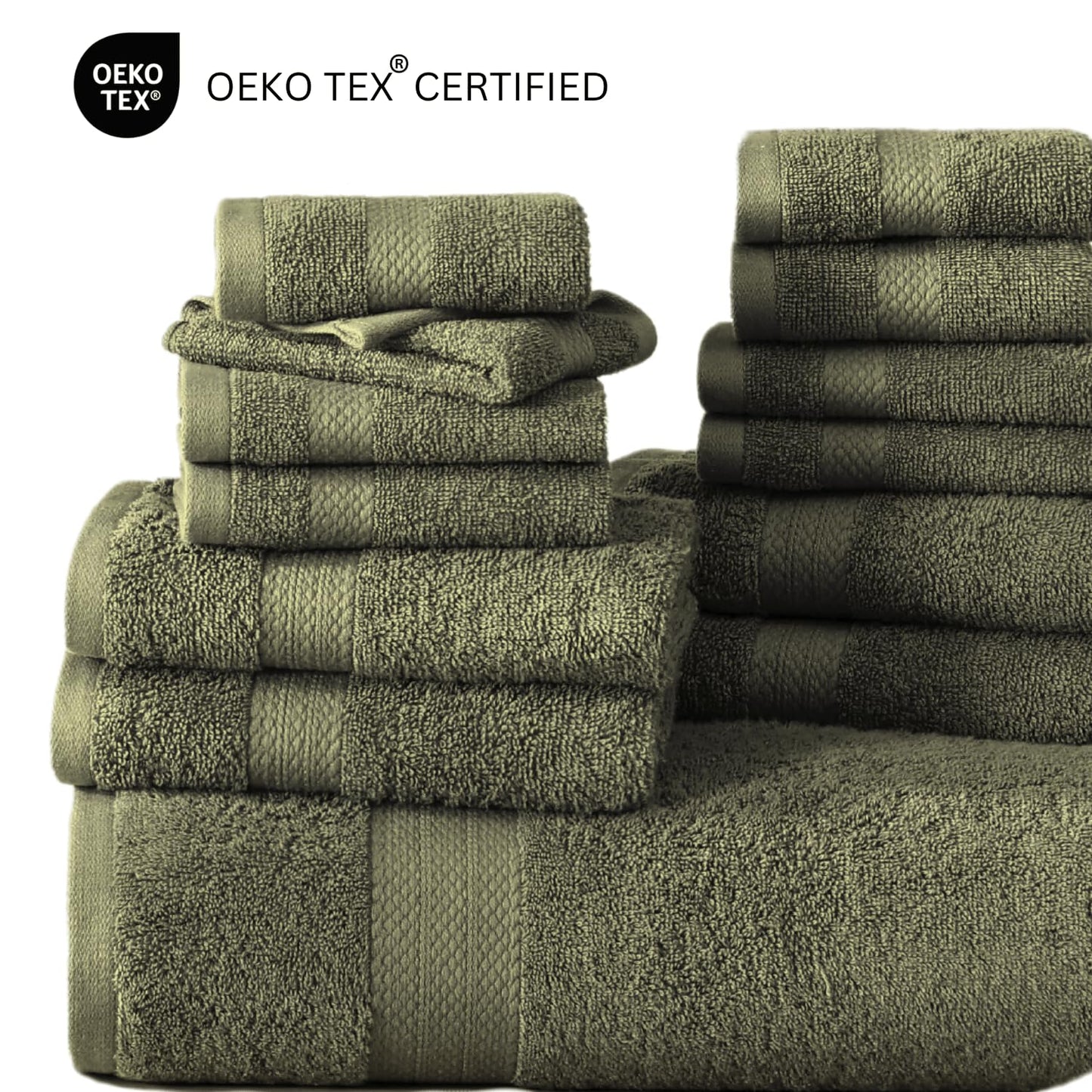 LANE LINEN 100% Cotton Bath Towels for Bathroom Set-Space Grey Bath Towel Set, 2 Luxury Bath Towels Extra Large, 4 Space Grey Hand Towels for Bathroom and 4 Washcloths Sets- 10 PC Bathroom Towels Set