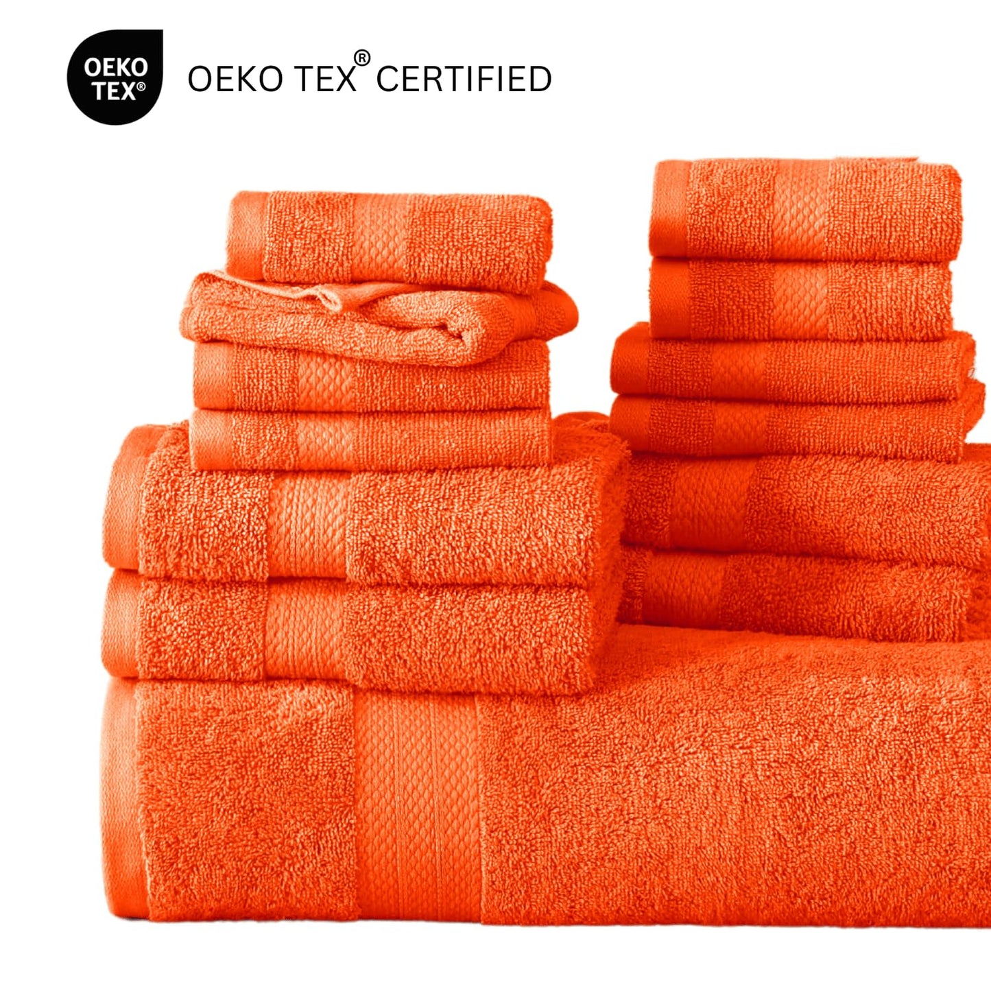 6 Piece Bath Towel Set - 100% Cotton Bathroom Towels, Extra Large Bath Towels, Hotel Towels, 2 Bath Towels Bathroom Sets, 2 Hand Towel for Bathroom, 2 Wash Cloths for Your Body and face - Rust